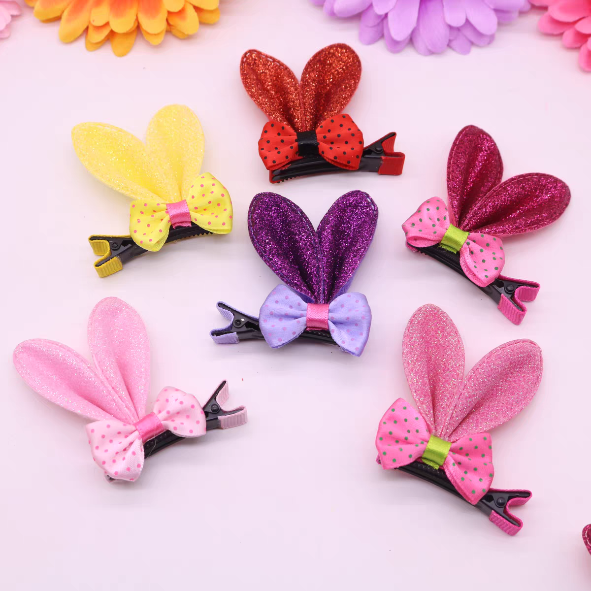 Sparkly Bunny Ear Hair Clips pack of 4