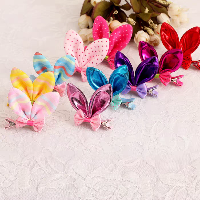 Sparkly Bunny Ear Hair Clips pack of 4