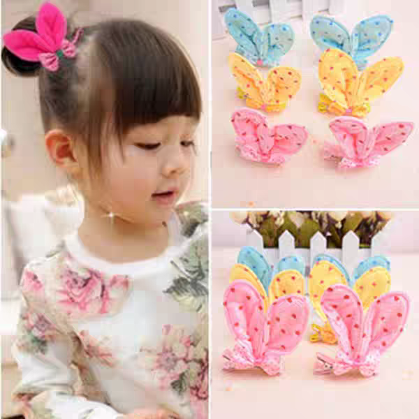 Sparkly Bunny Ear Hair Clips pack of 4