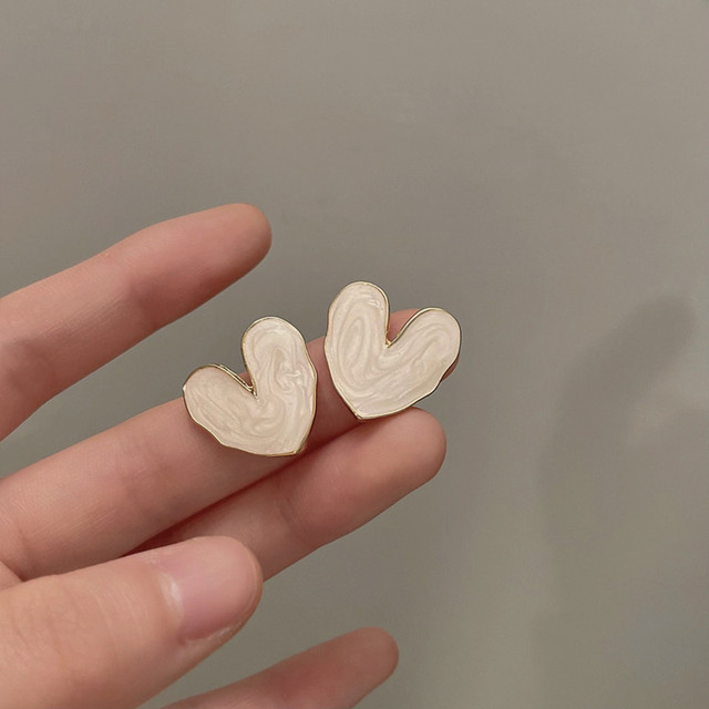 White Heart-shaped Earrings