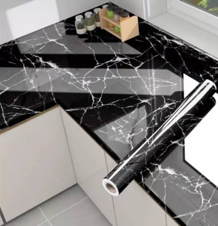Black Marble Effect Adhesive 