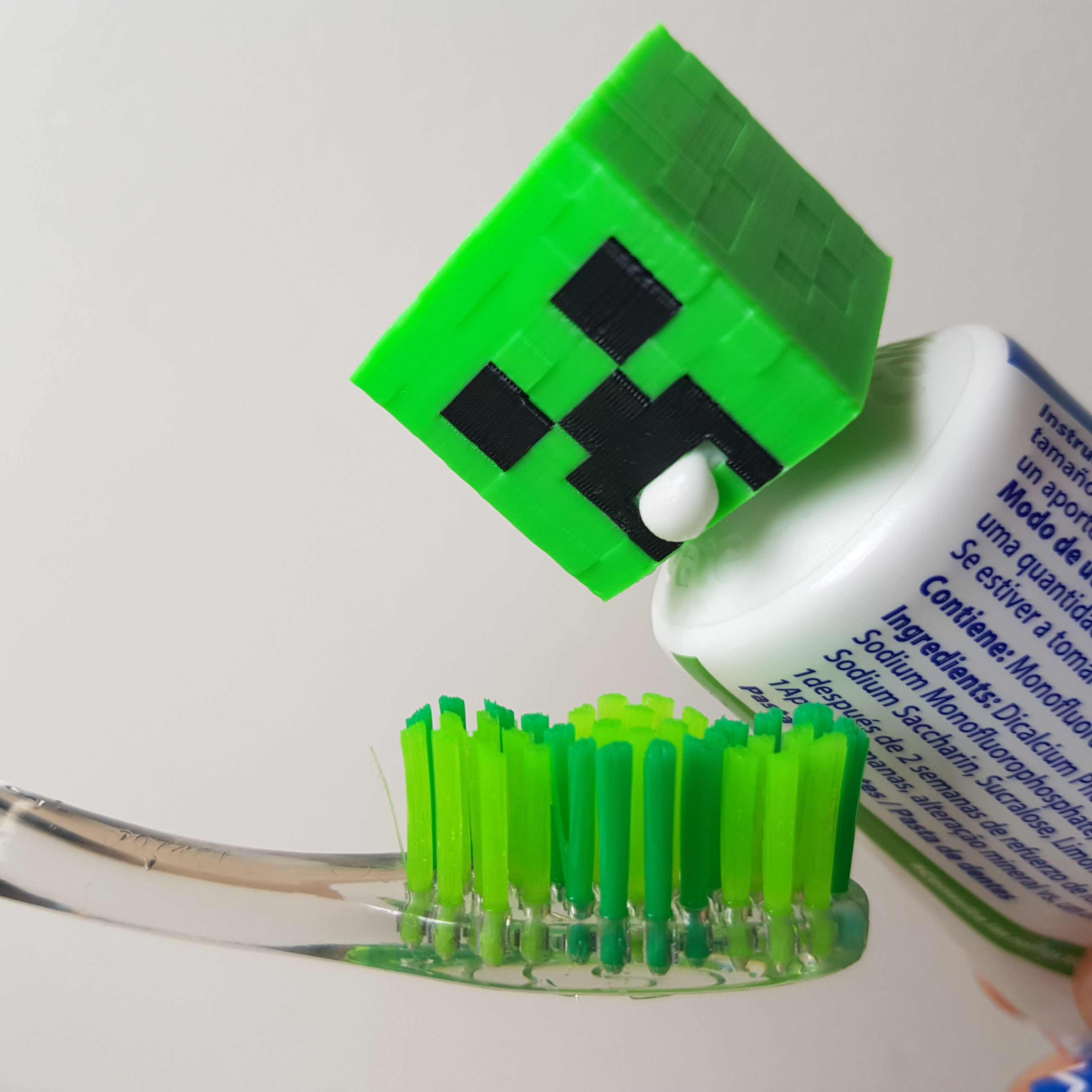 Topo de pasta de dentes exclusiva Creeper Minecraft
