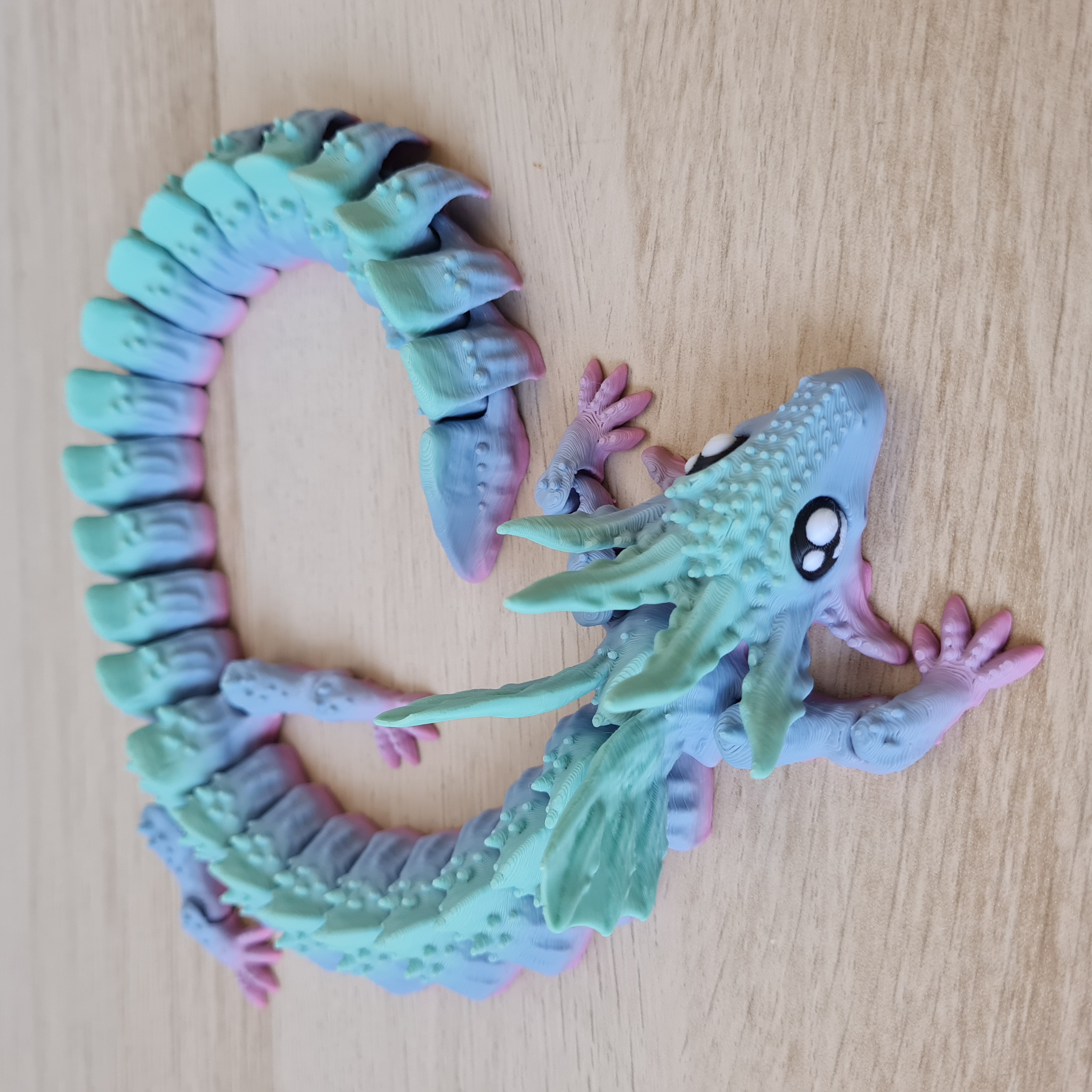  Dragão Articulado Arco-Íris Inspirado em Axolotl 