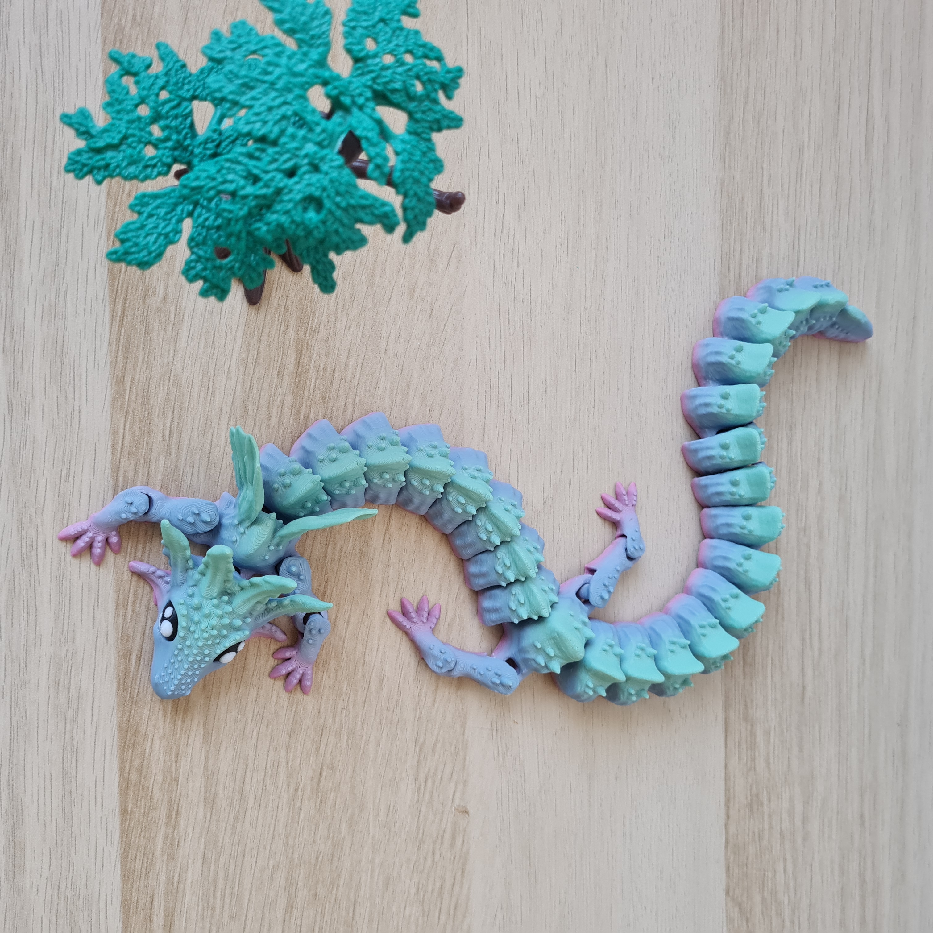  Dragão Articulado Arco-Íris Inspirado em Axolotl 