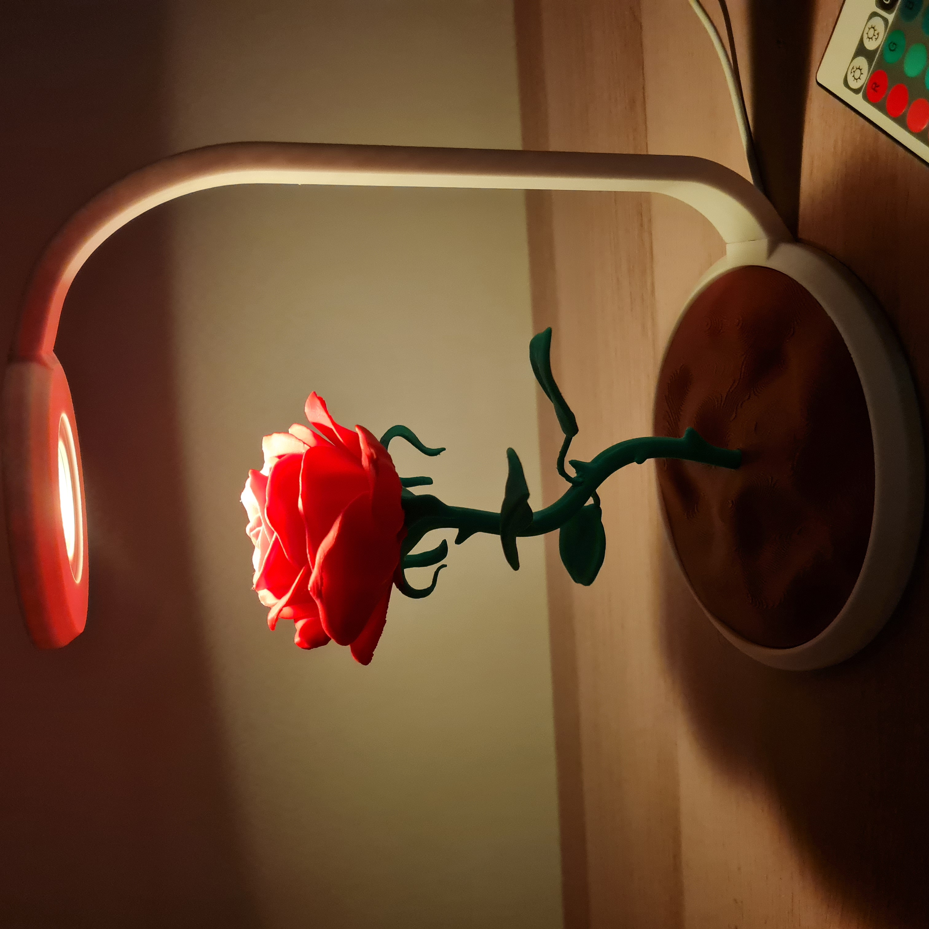 Candeeiro LED RGB romântico com rosas estilo Bela e Fera