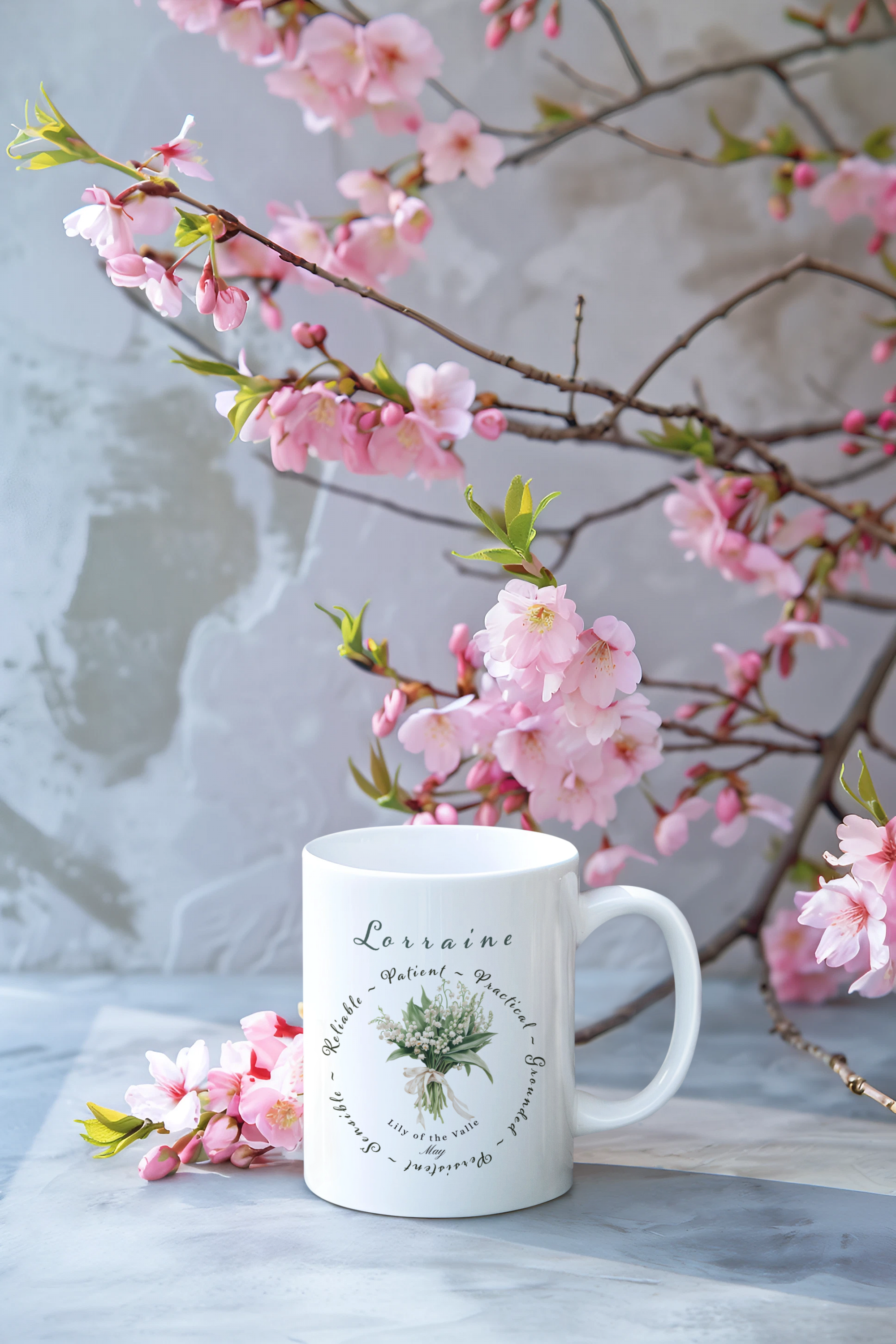 May – May Lily of the Valley Mug – Customised Birth Flower Gift