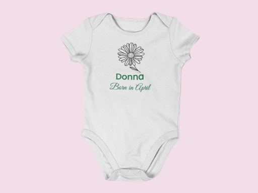 Personalised April Birth Flower Baby Grow – Daisy Design