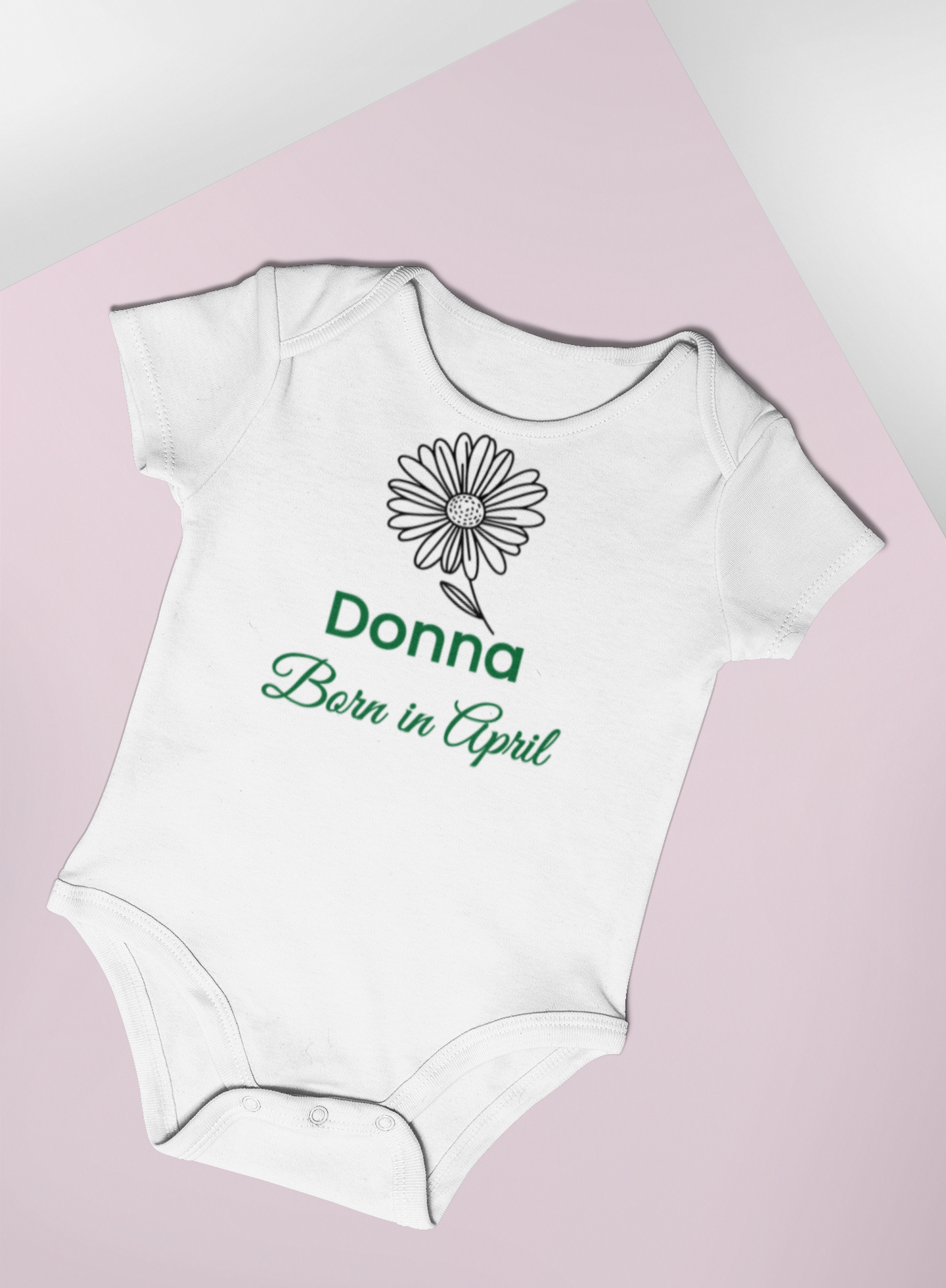 Personalised April Birth Flower Baby Grow – Daisy Design
