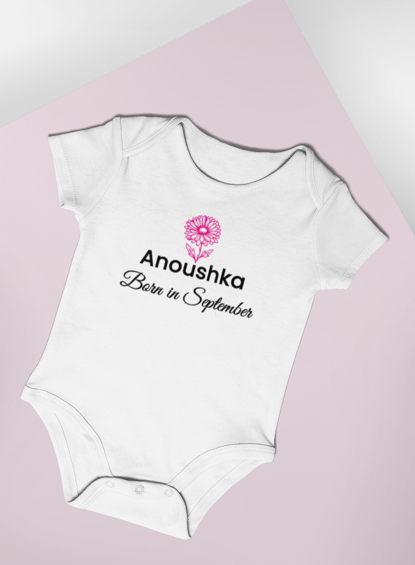 Personalised September Birth Flower Baby Grow – Aster Design