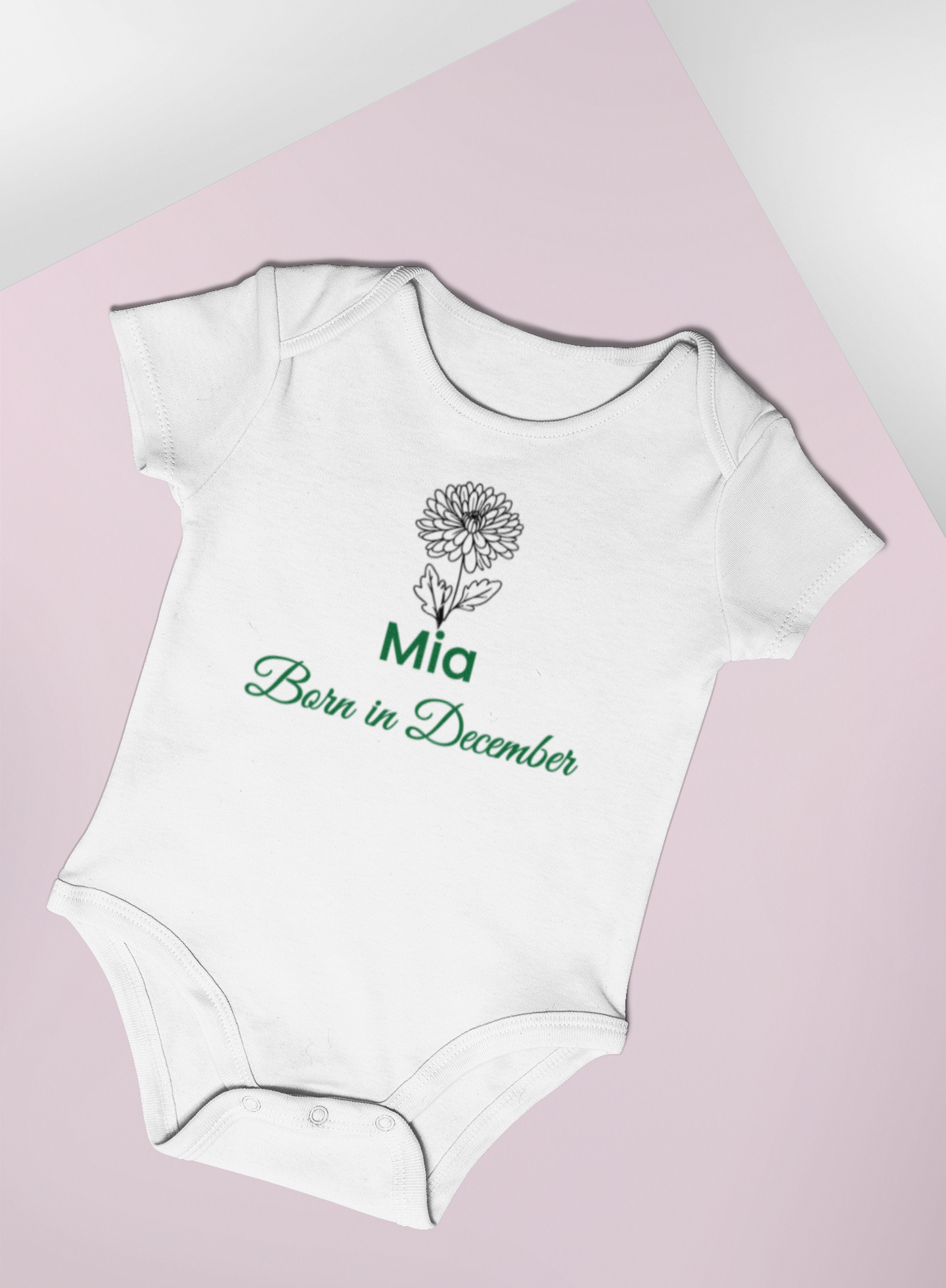 Personalised December Birth Flower Baby Grow – Narcissus Design
