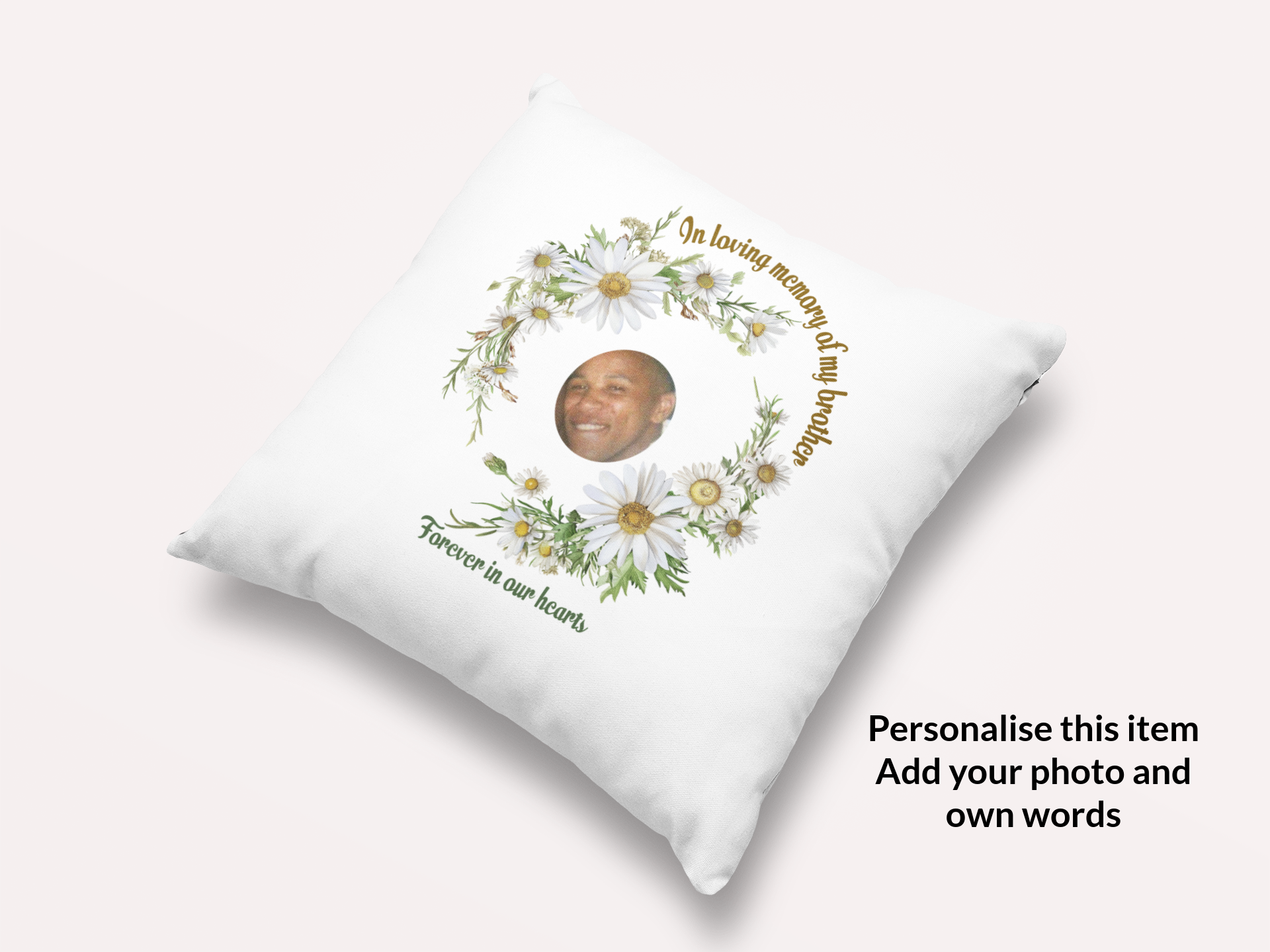 Personalised March Birth Flower Memorial Cushion – Daffodil Keepsake