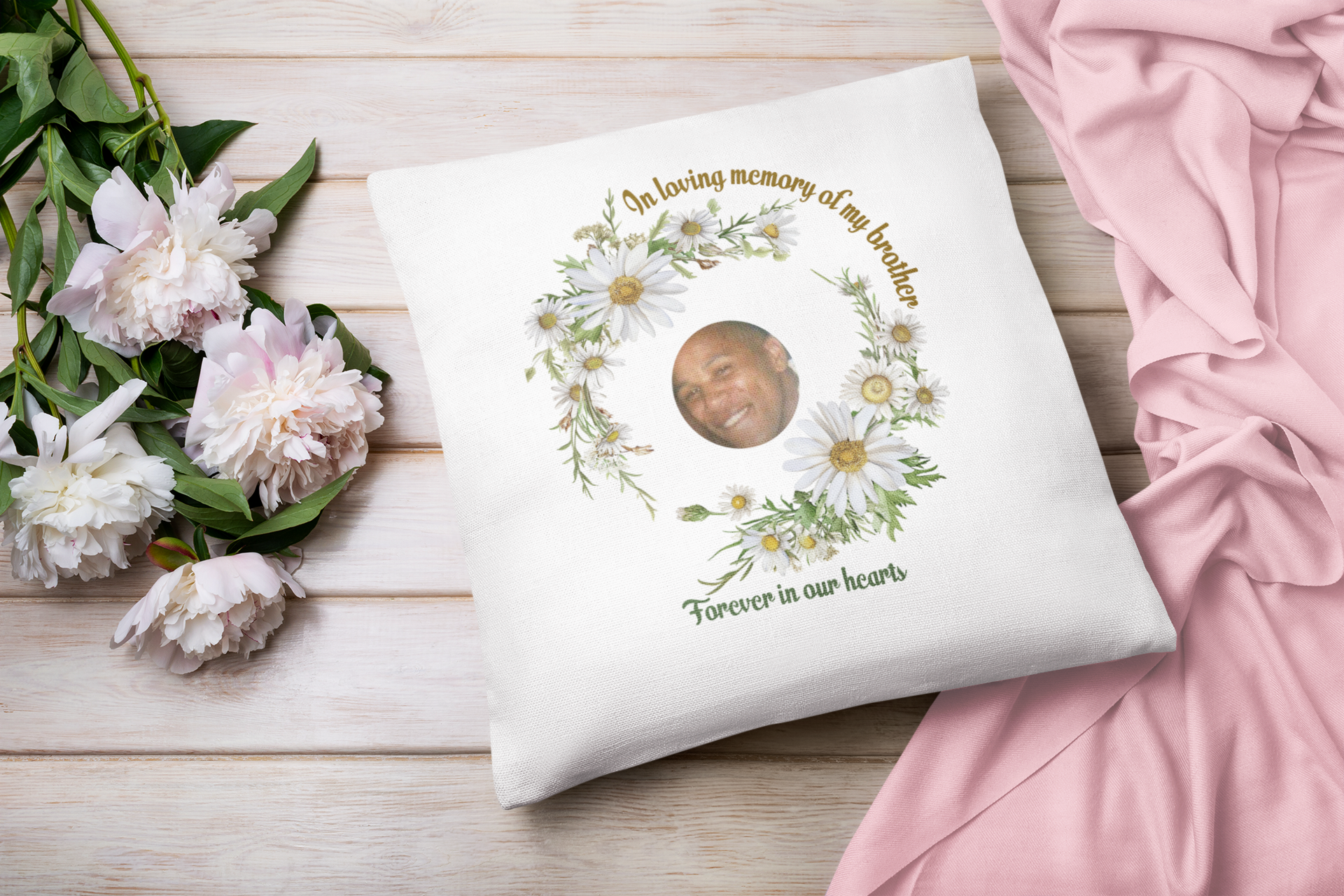 Personalised March Birth Flower Memorial Cushion – Daffodil Keepsake