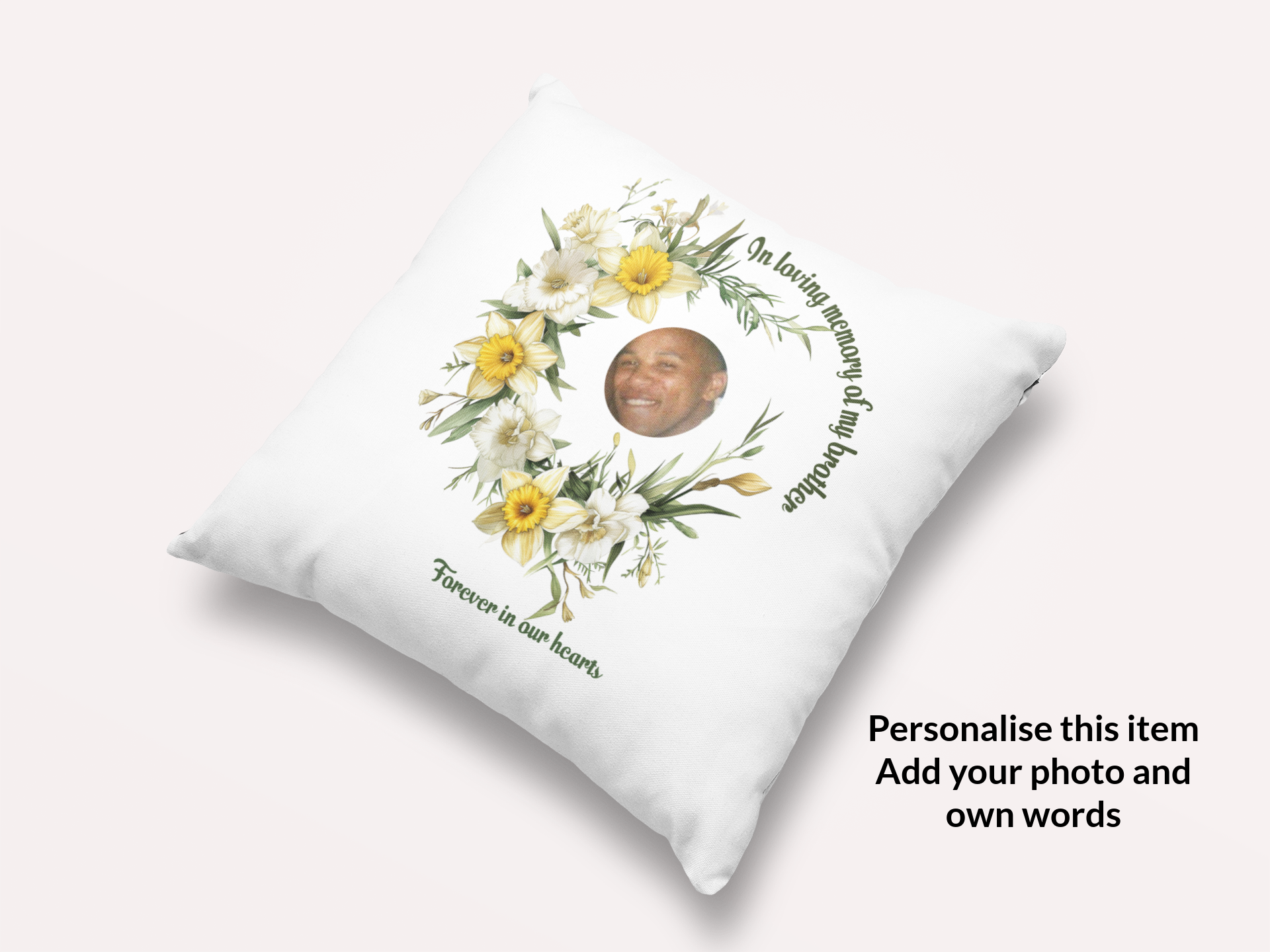 Personalised April Birth Flower Memorial Cushion – Daisy Design