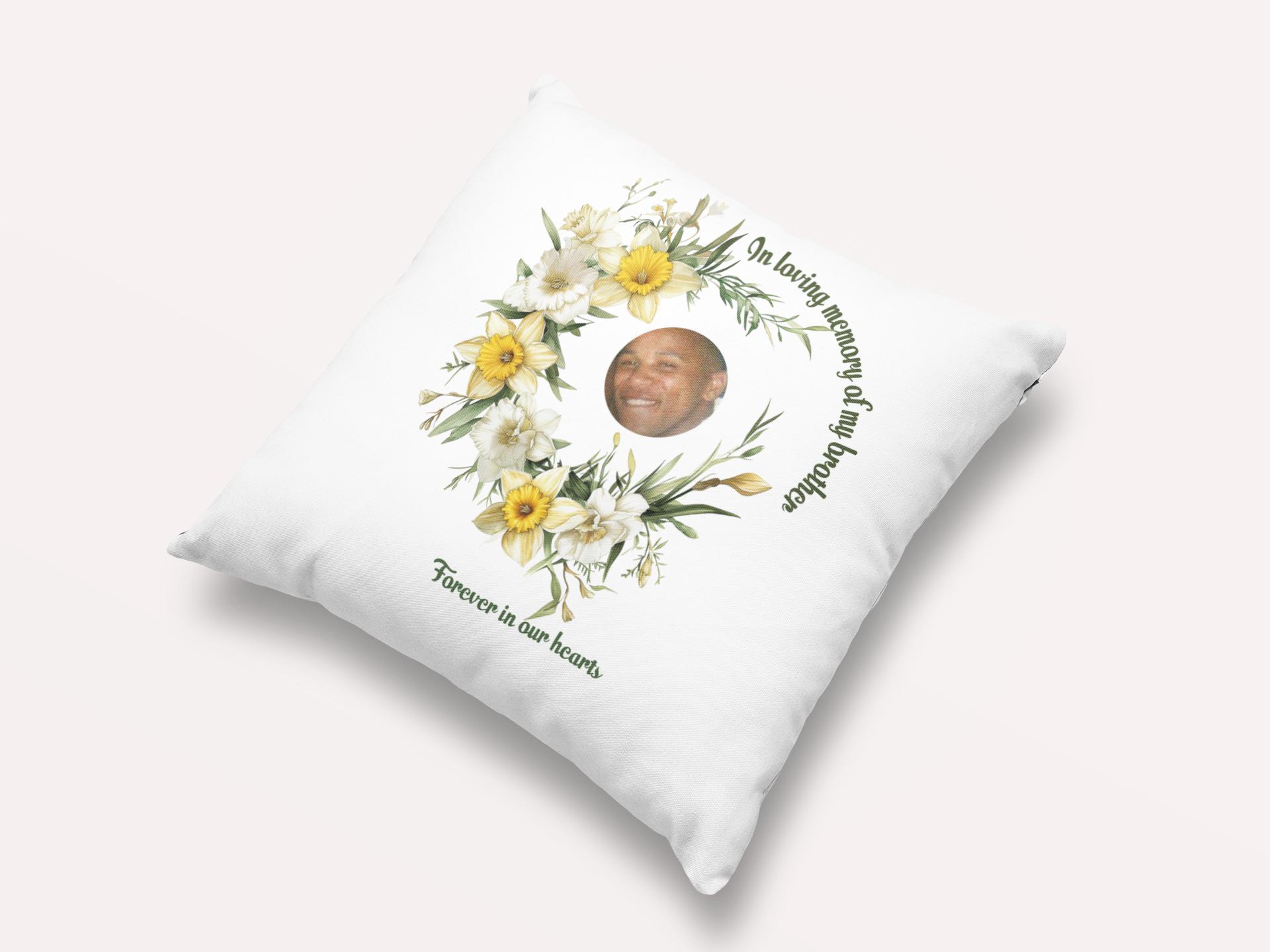 Personalised April Birth Flower Memorial Cushion – Daisy Design