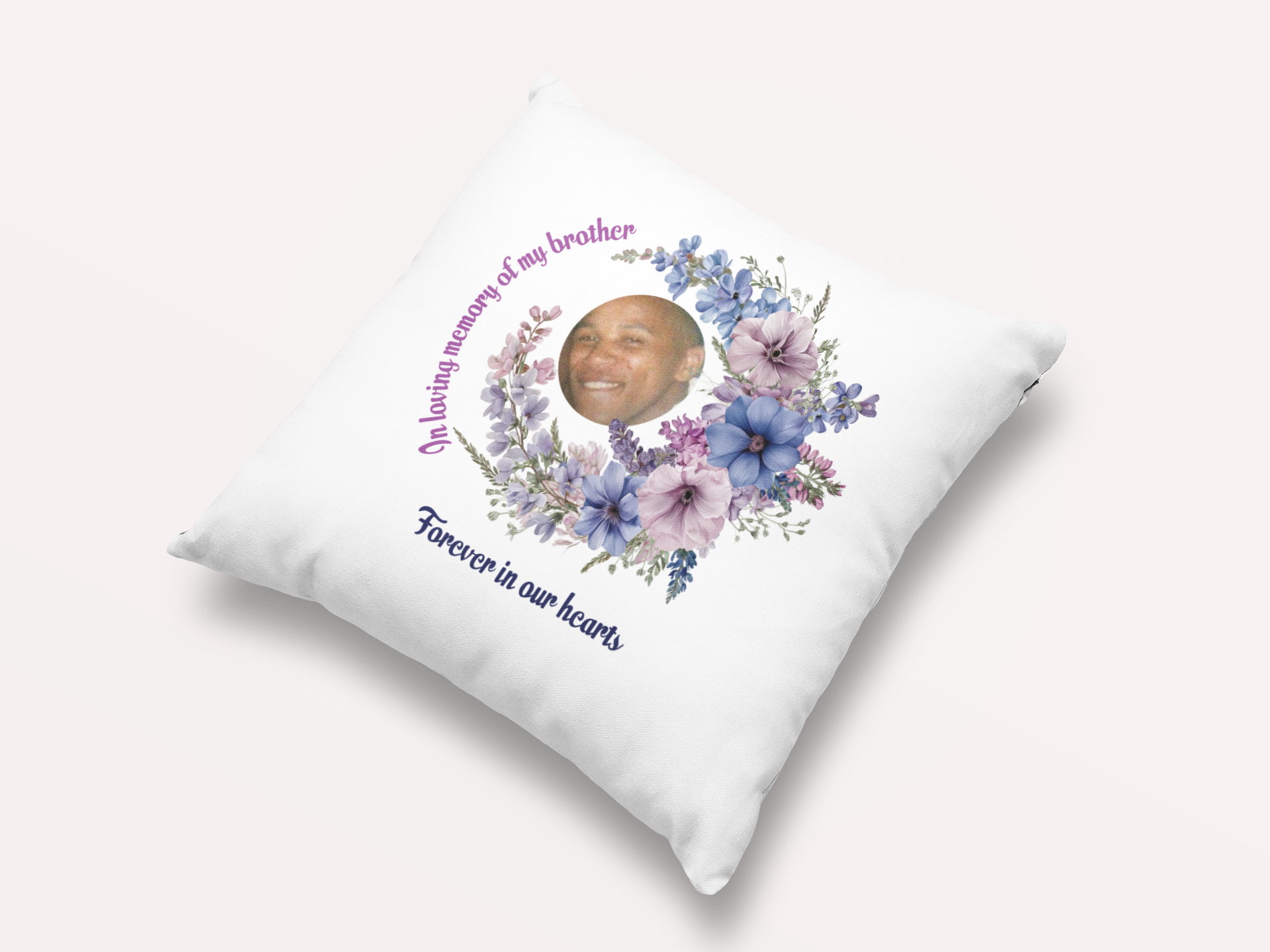 Personalised July Birth Flower Memorial Cushion – Larkspur Tribute