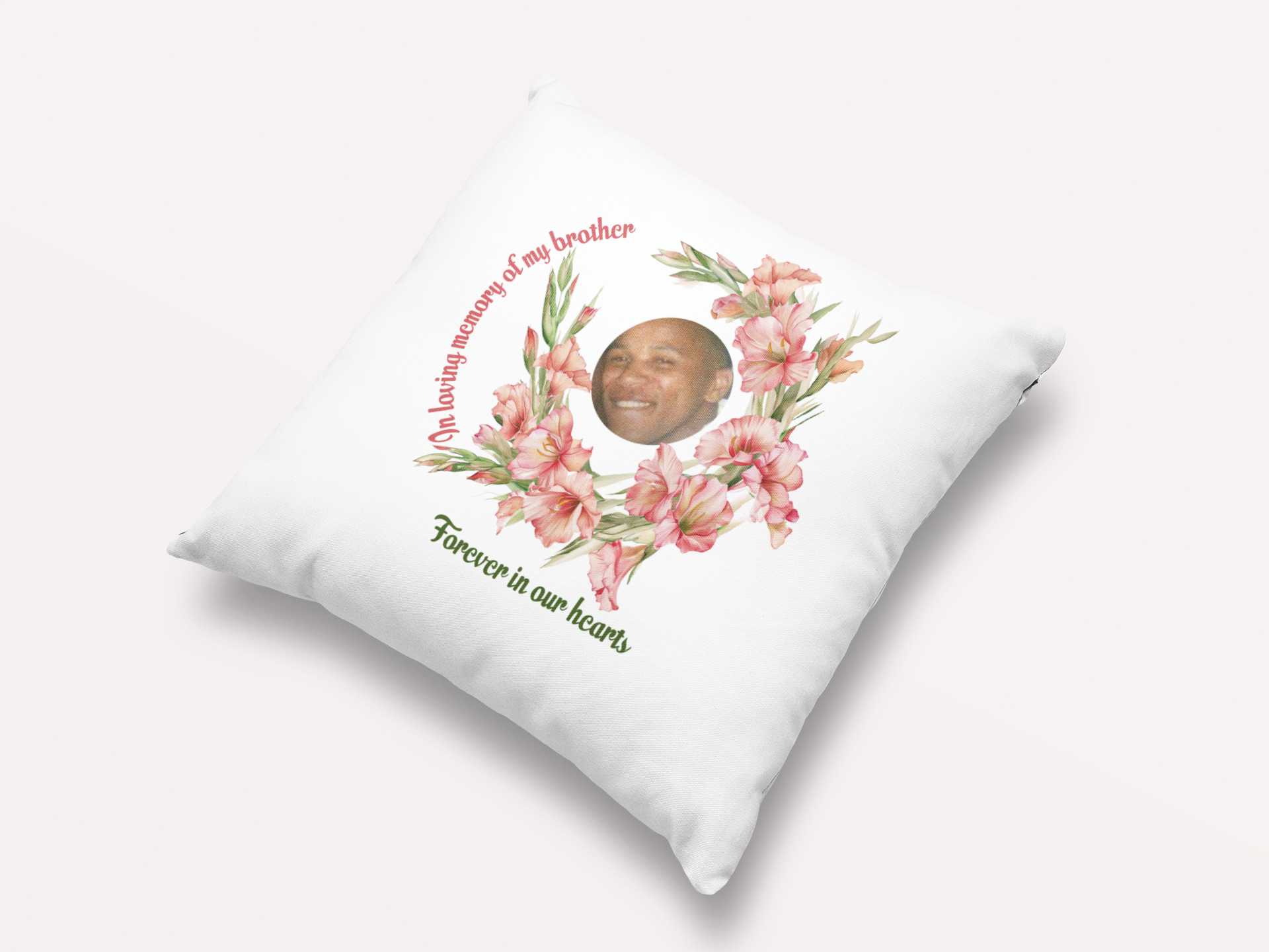 Personalised August Birth Flower Memorial Cushion – Gladiolus Keepsake