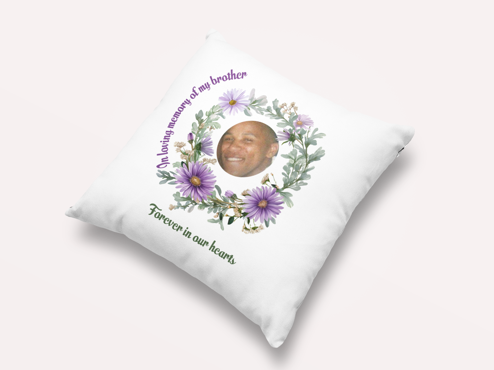 Personalised September Birth Flower Memorial Cushion – Aster Tribute