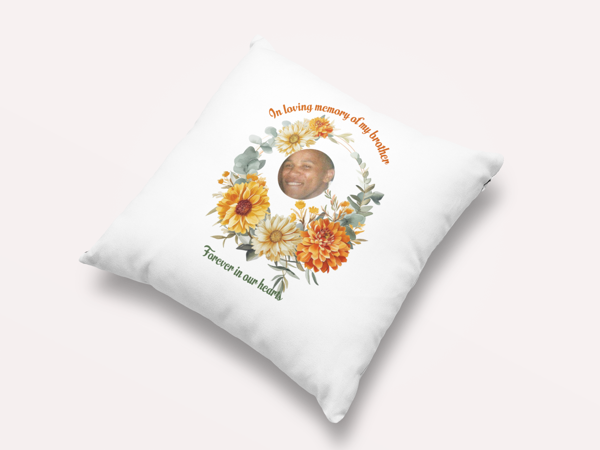 Personalised October Birth Flower Memorial Cushion – Marigold Remembrance