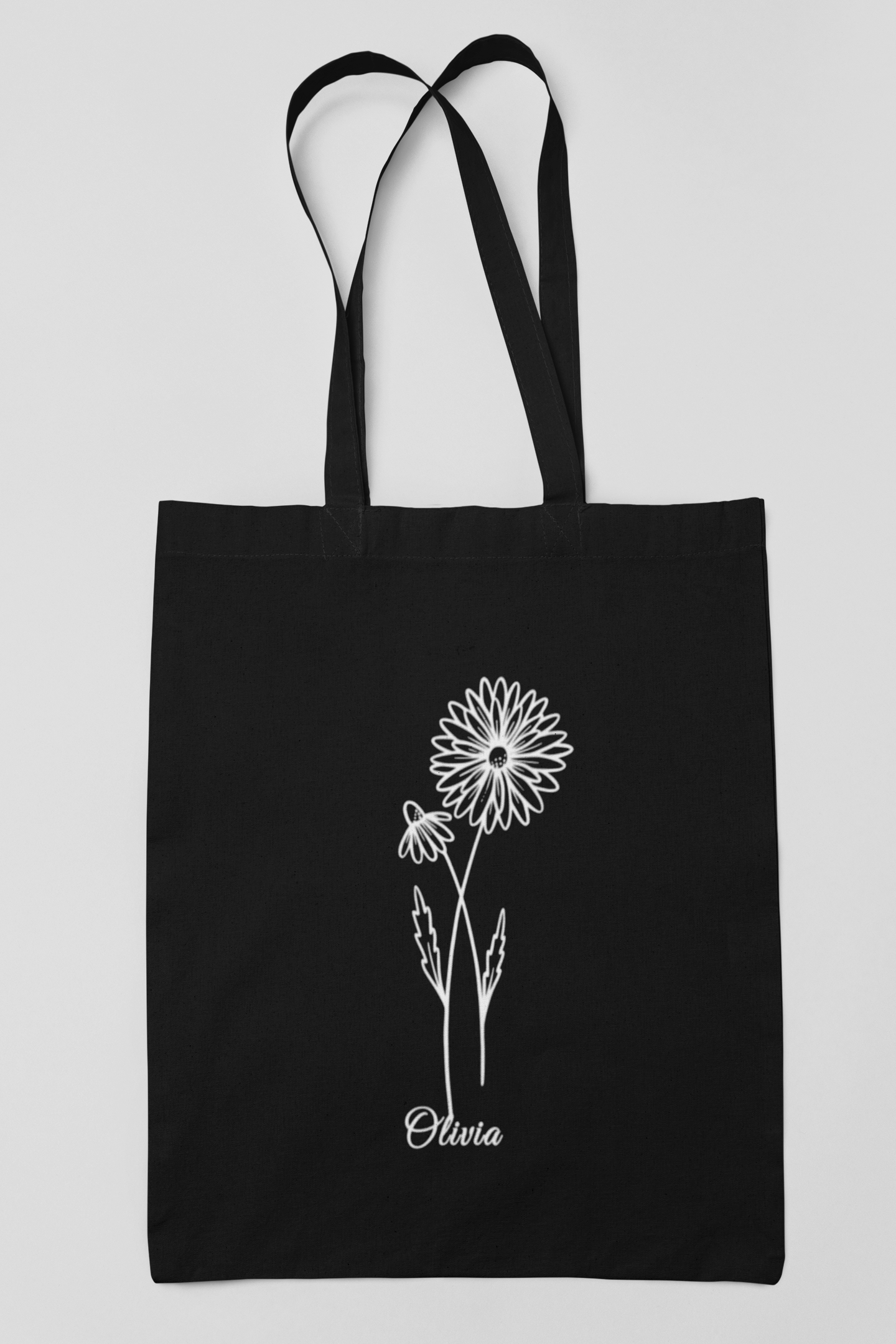 April Birth Flower Tote Bag – Personalised Daisy Design with Name