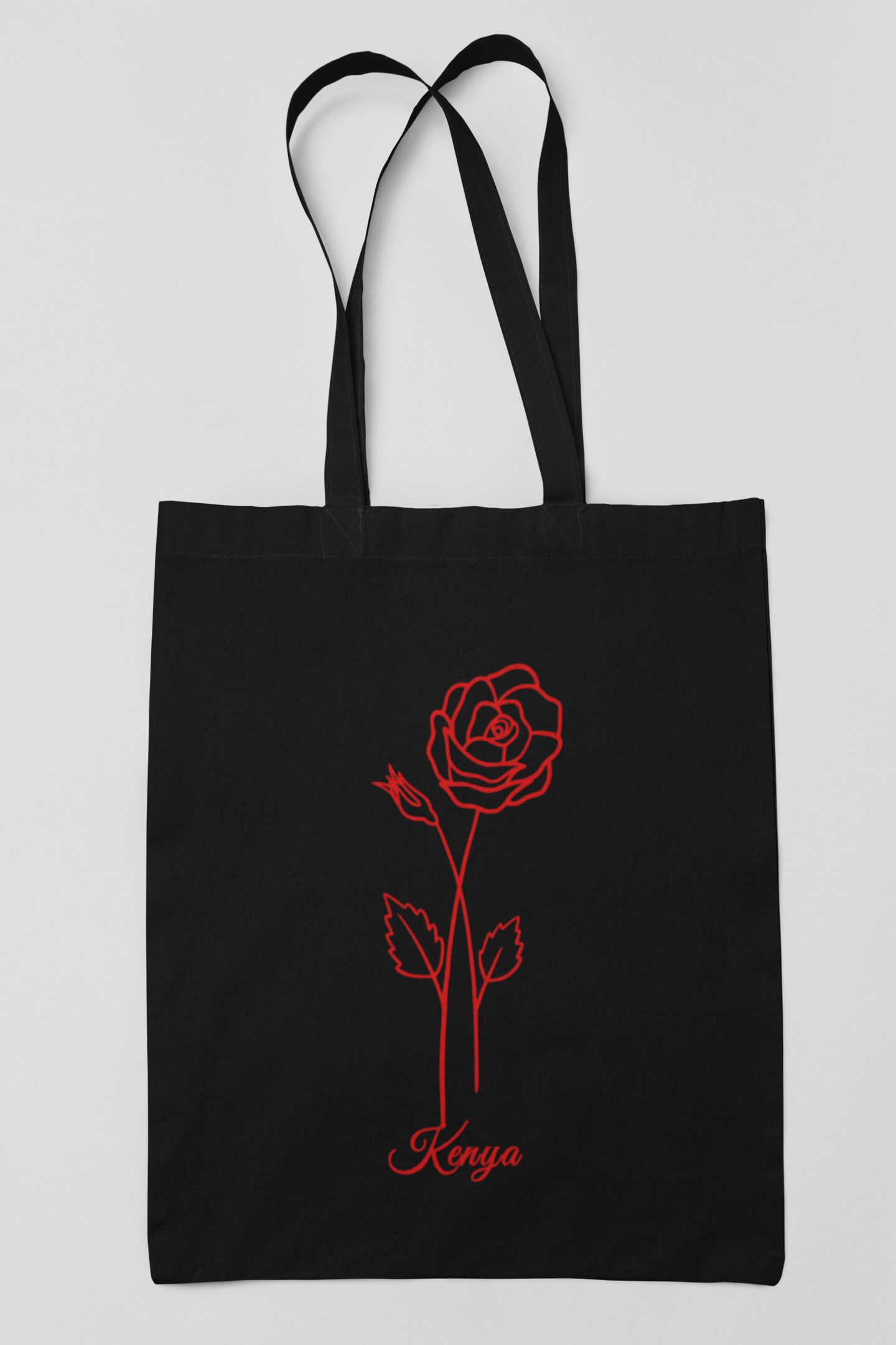 Custom June Rose Tote Bag – Personalised Red Birth Flower Accessory