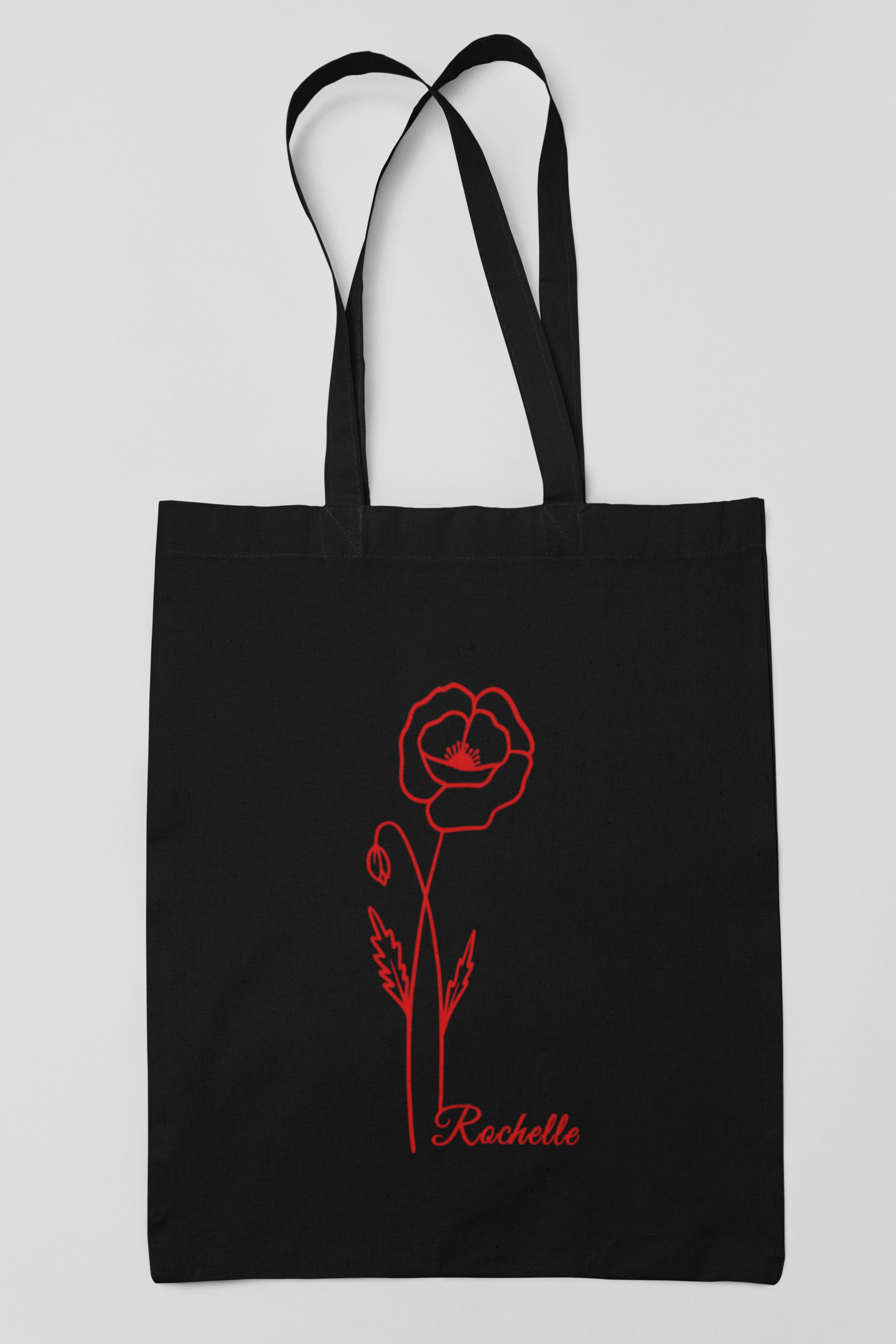 August Poppy Tote Bag – Custom Personalised Birth Flower Gift