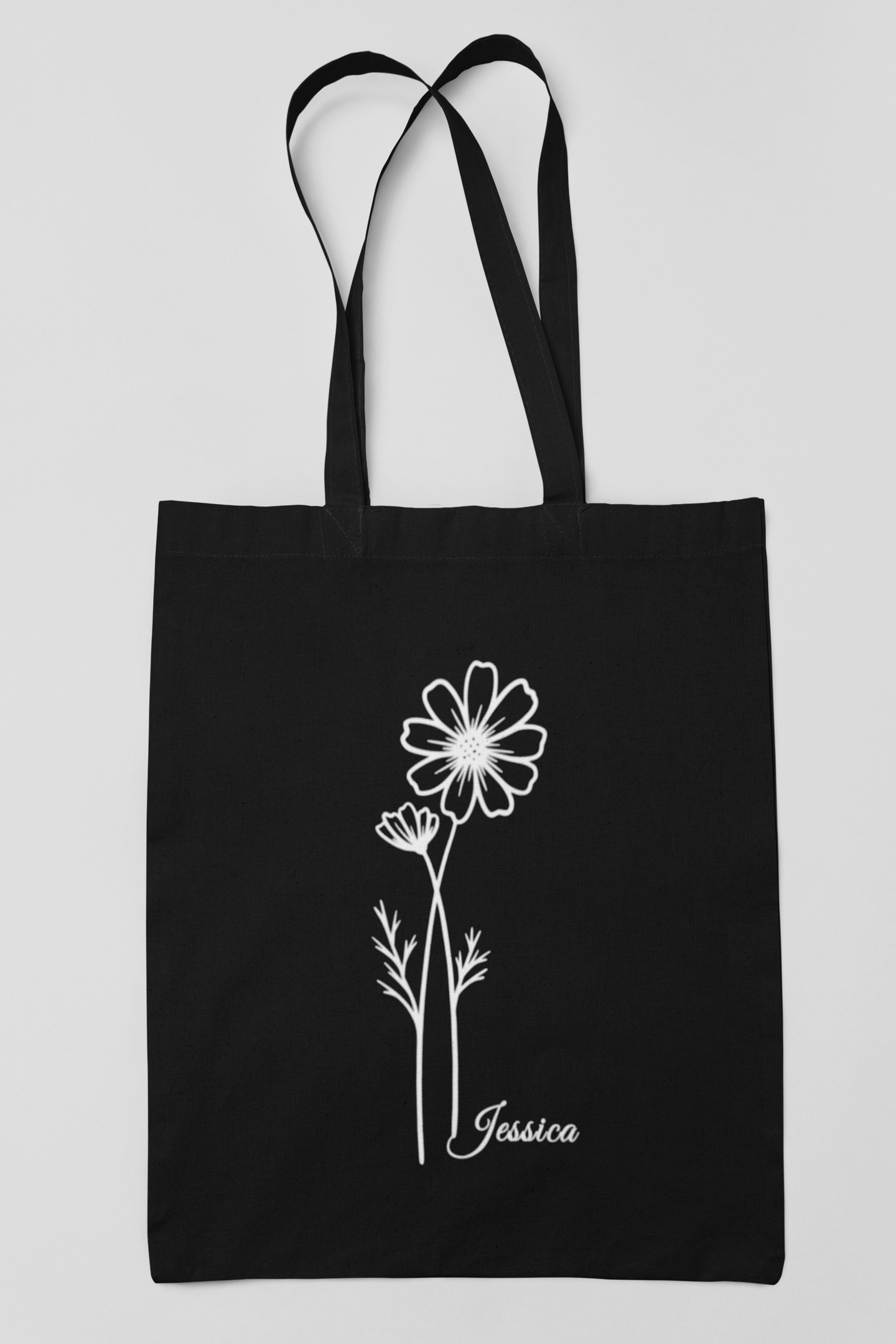 Personalised October Tote – Cosmos Birth Flower Bag with Name