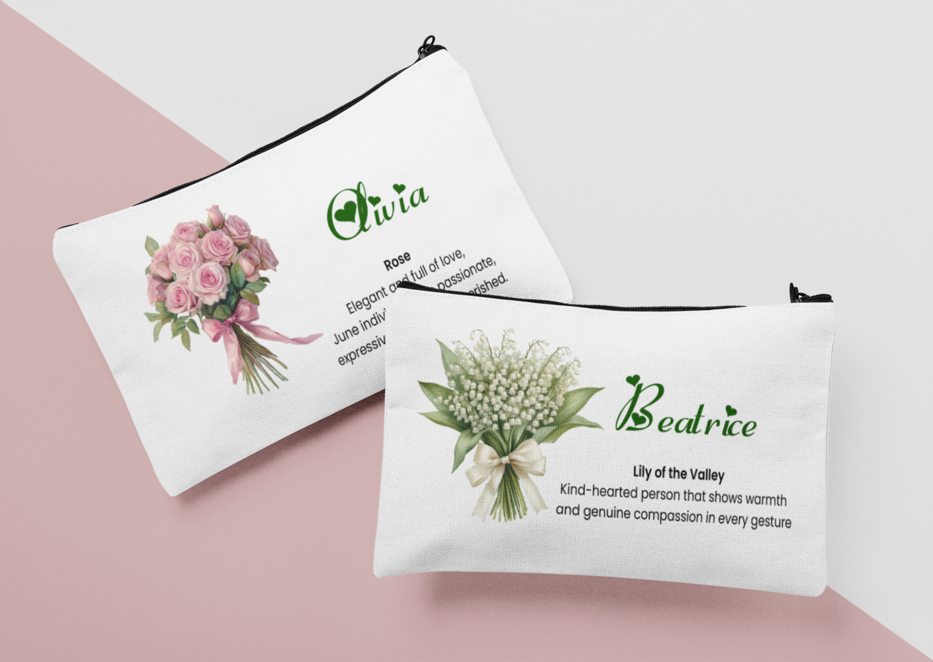 Personalised Birth Flower pouch  – Choose Your Birth Month Design