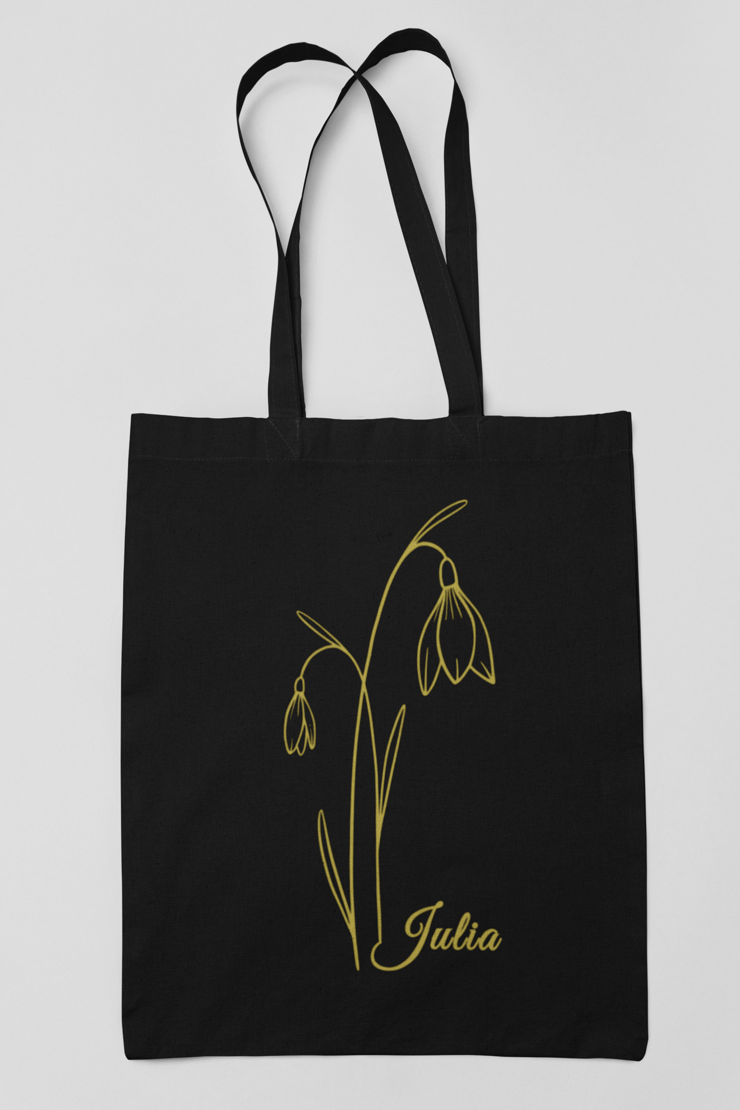 Personalised January Birth Flower Tote Bag – Snowdrop Design with Custom Name