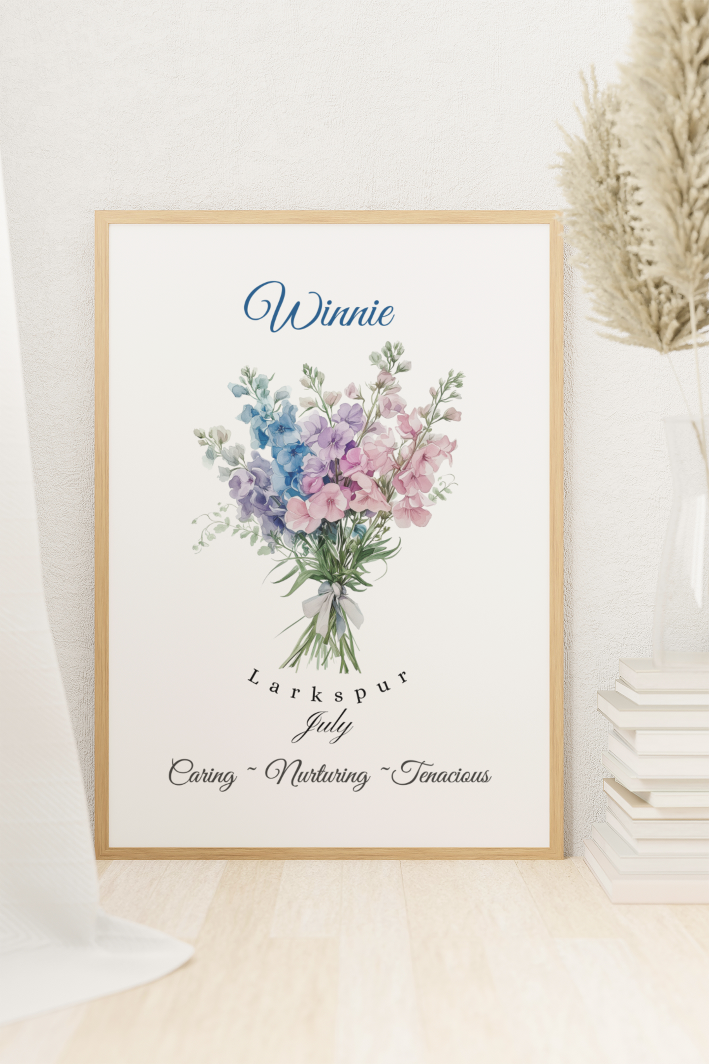 Personalised Birth Flower Digital Wall Art (May, June or July) - Downloadable within 24 hours