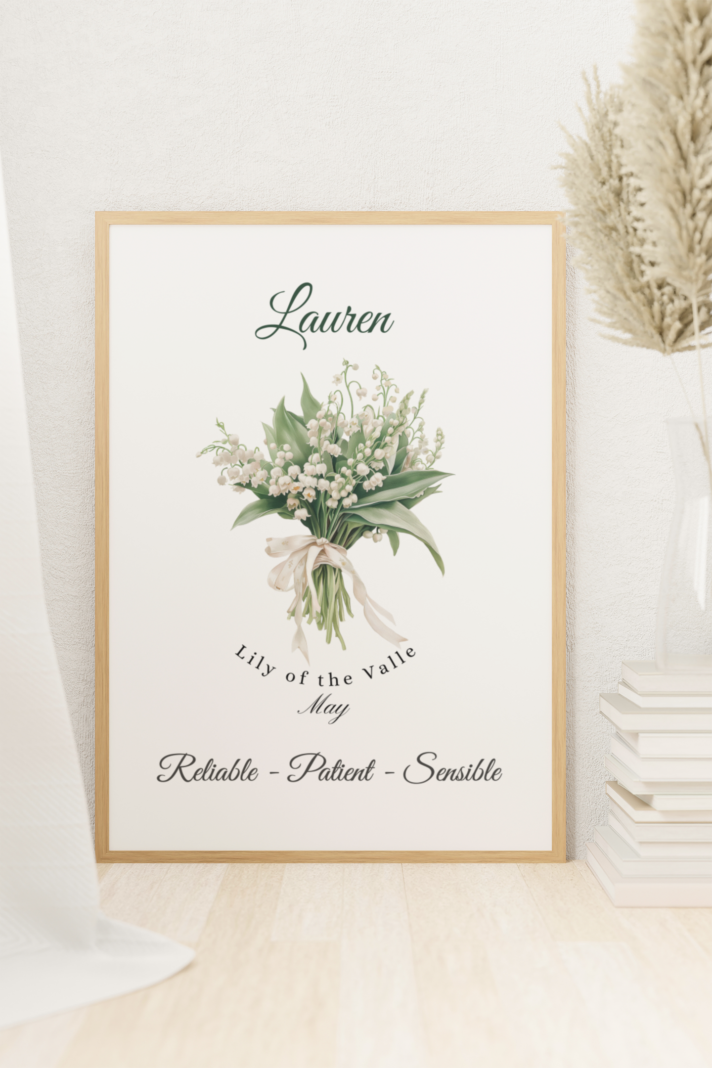 Personalised Birth Flower Digital Wall Art (May, June or July) - Downloadable within 24 hours