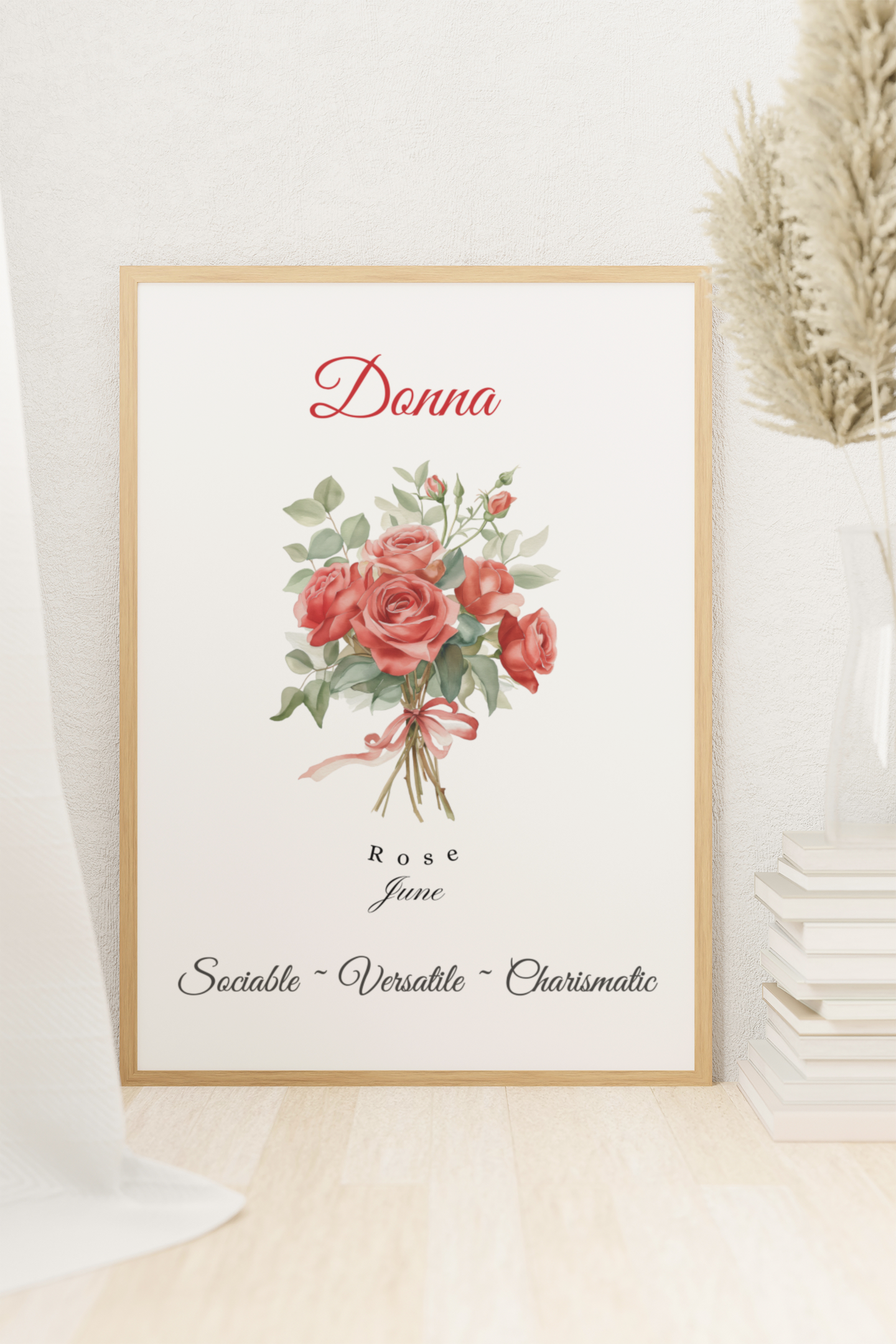 Personalised Birth Flower Digital Wall Art (May, June or July) - Downloadable within 24 hours