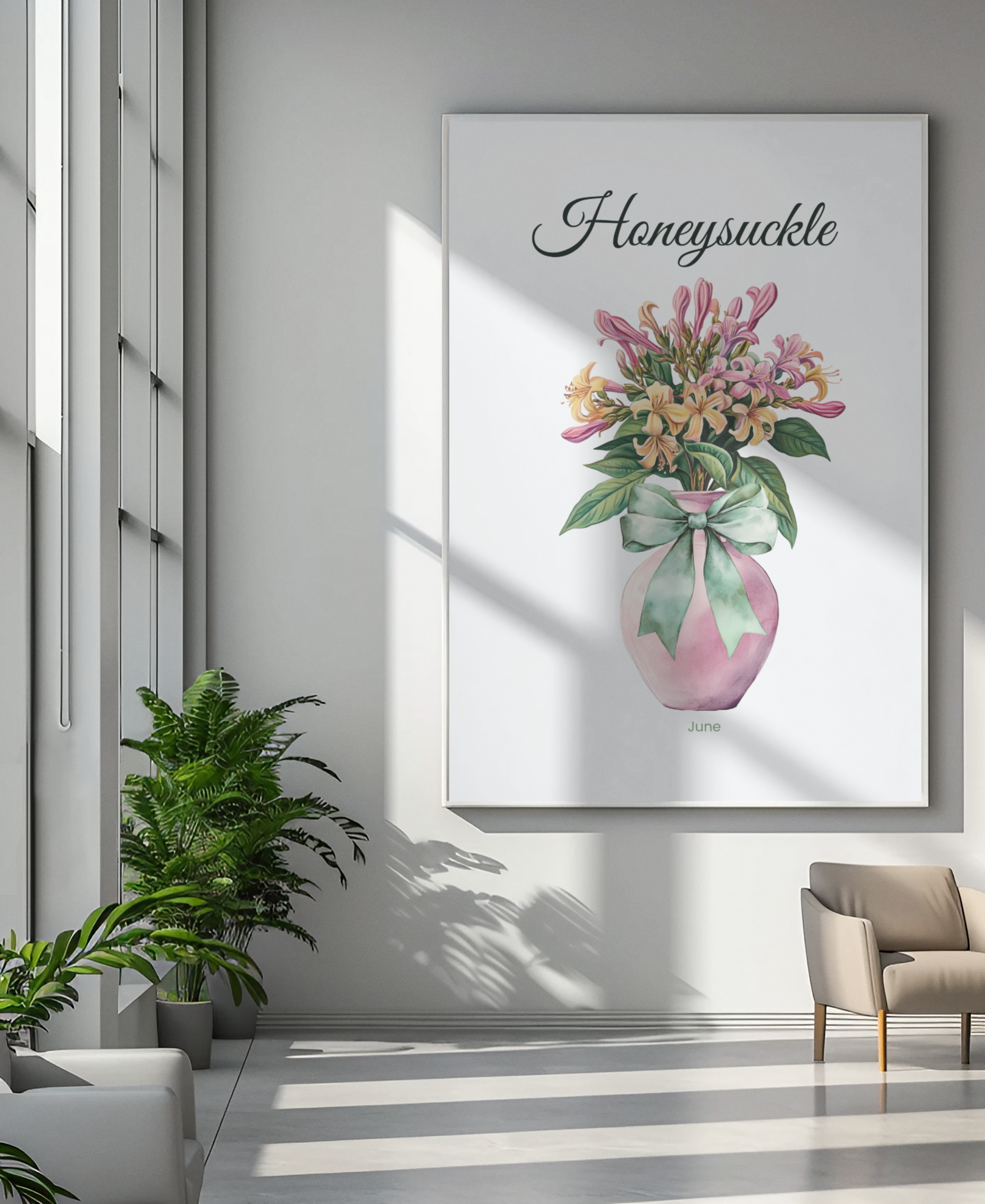 June Birth Flower Digital Wall Art – Honeysuckle - Digital Download (A3 Size)