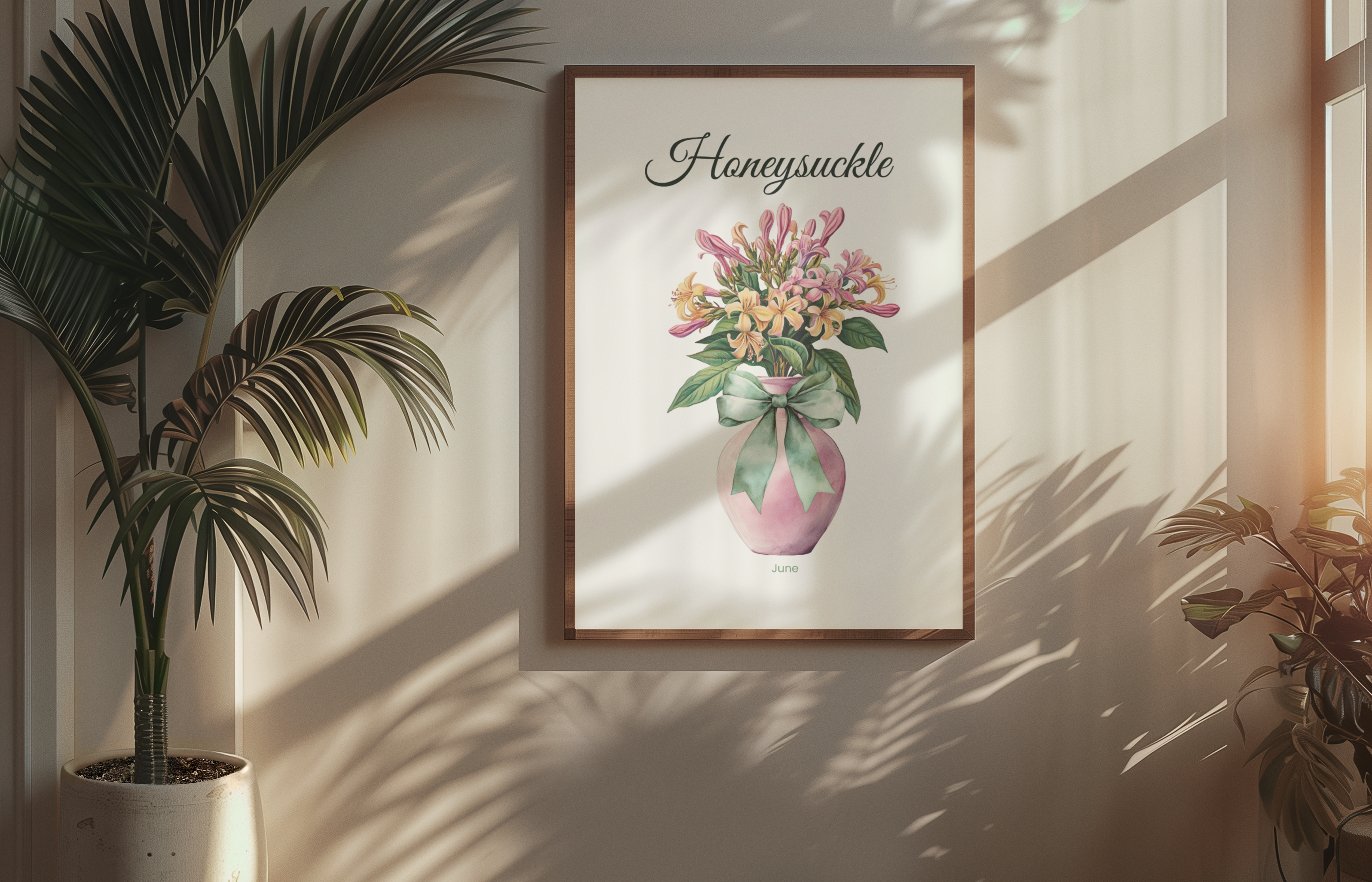 June Birth Flower Digital Wall Art – Honeysuckle - Digital Download (A3 Size)