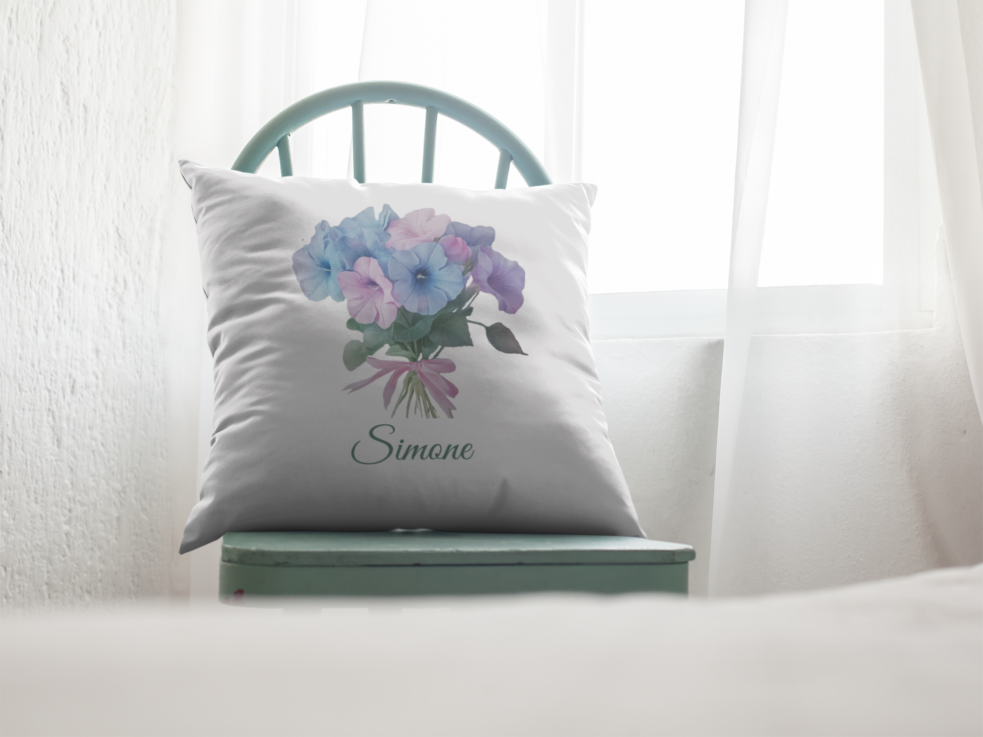 September Personalised Birth Flower Children’s Cushion – 25x25cm Linen