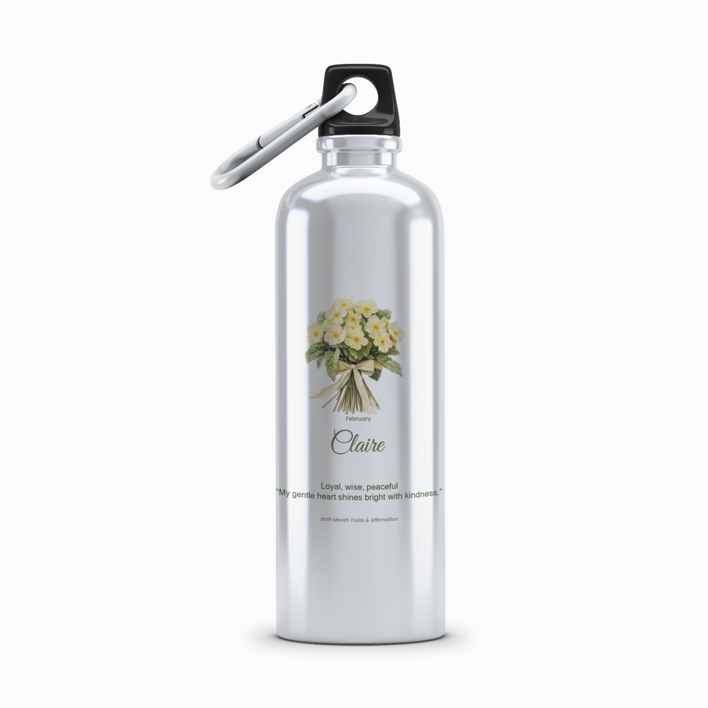 February Personalised Birth Flower Aluminium Water Bottle – 750ml
