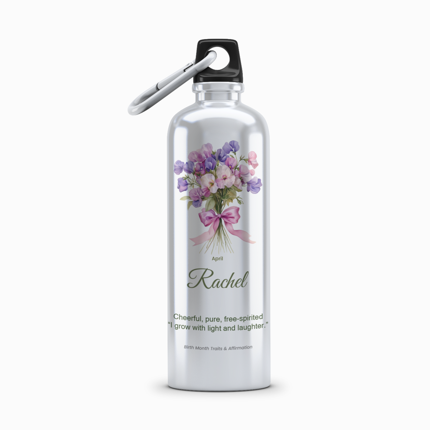 April Personalised Birth Flower Aluminium Water Bottle – 750ml
