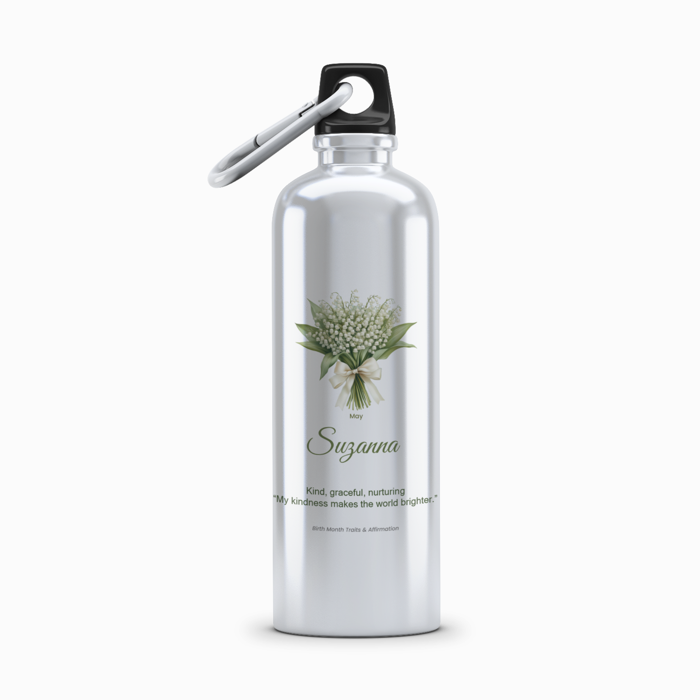 May Personalised Birth Flower Aluminium Water Bottle – 750ml
