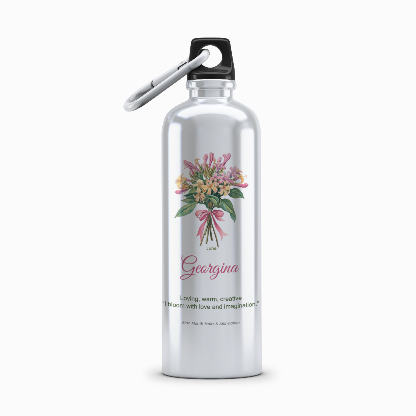 June Personalised Birth Flower Aluminium Water Bottle – 750ml