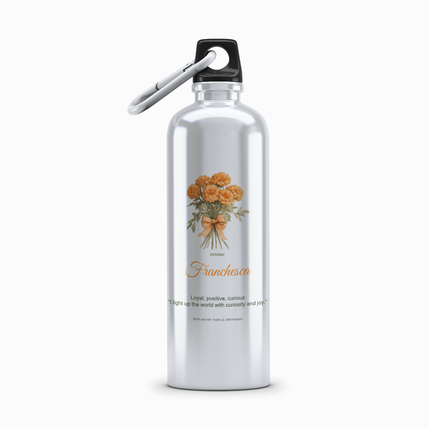 October Personalised Birth Flower Aluminium Water Bottle – 750ml