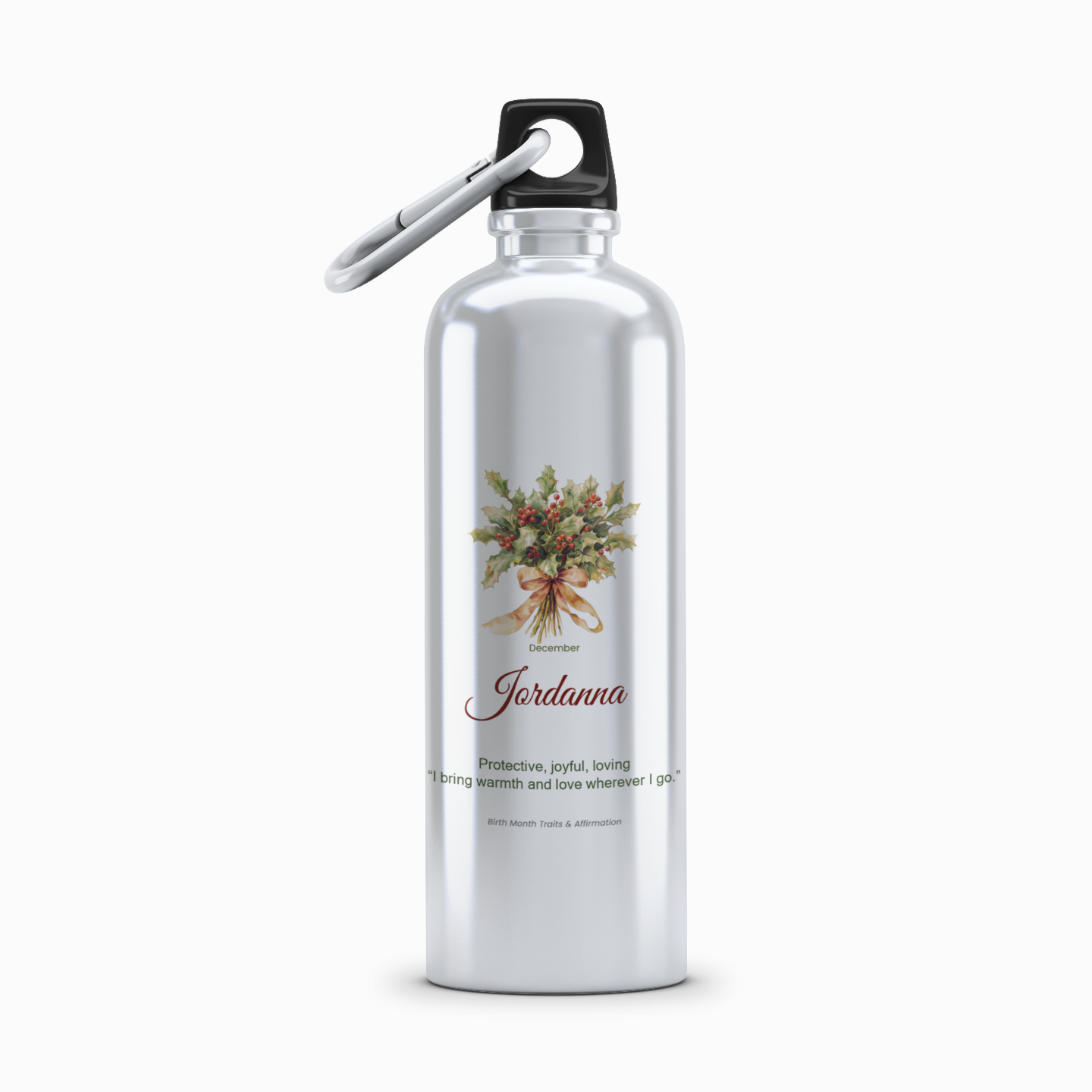 Decmber Personalised Birth Flower Aluminium Water Bottle – 750ml