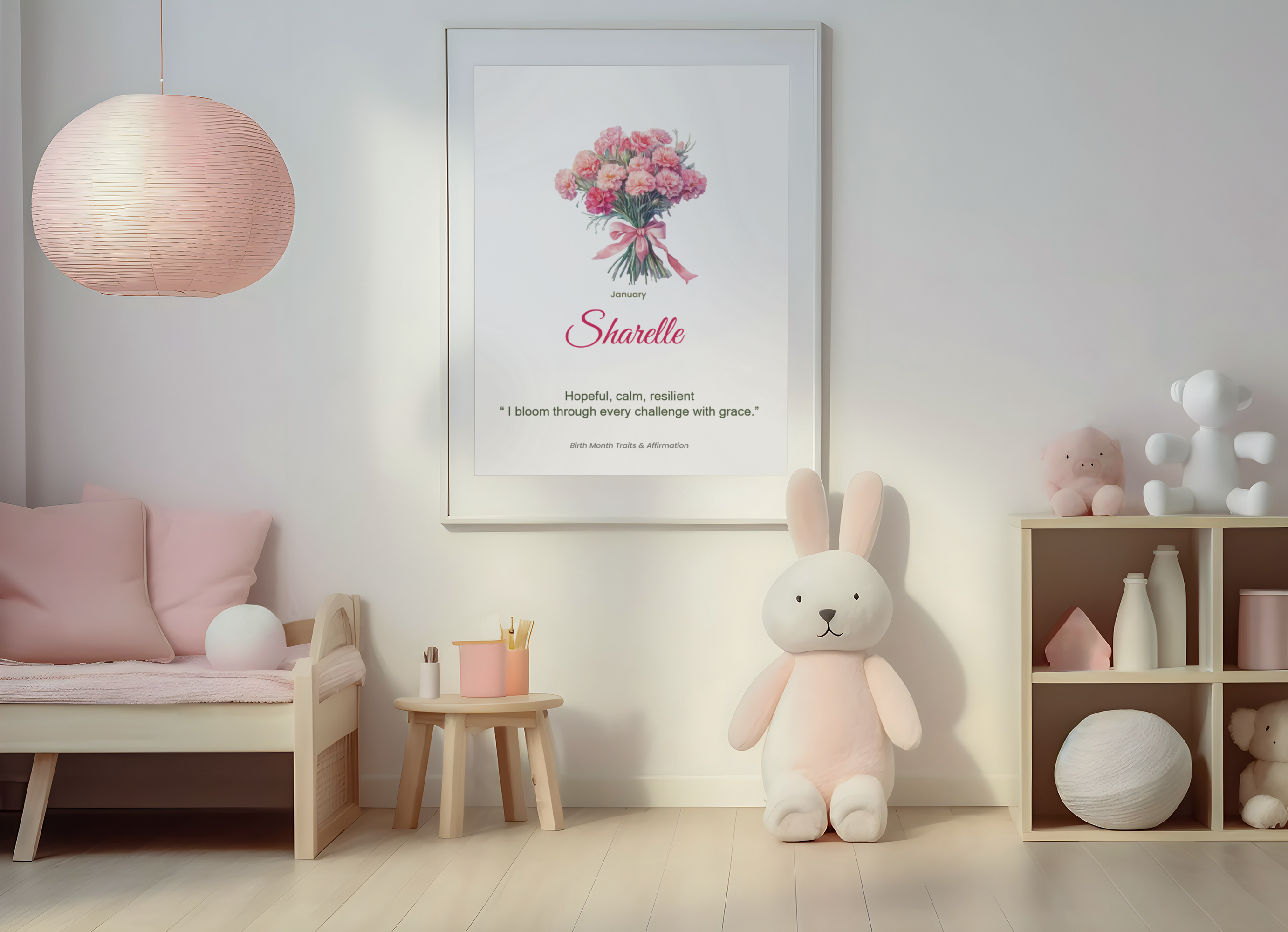 January Personalised Children's Birth Flower Wall Art – Digital Download (A3)