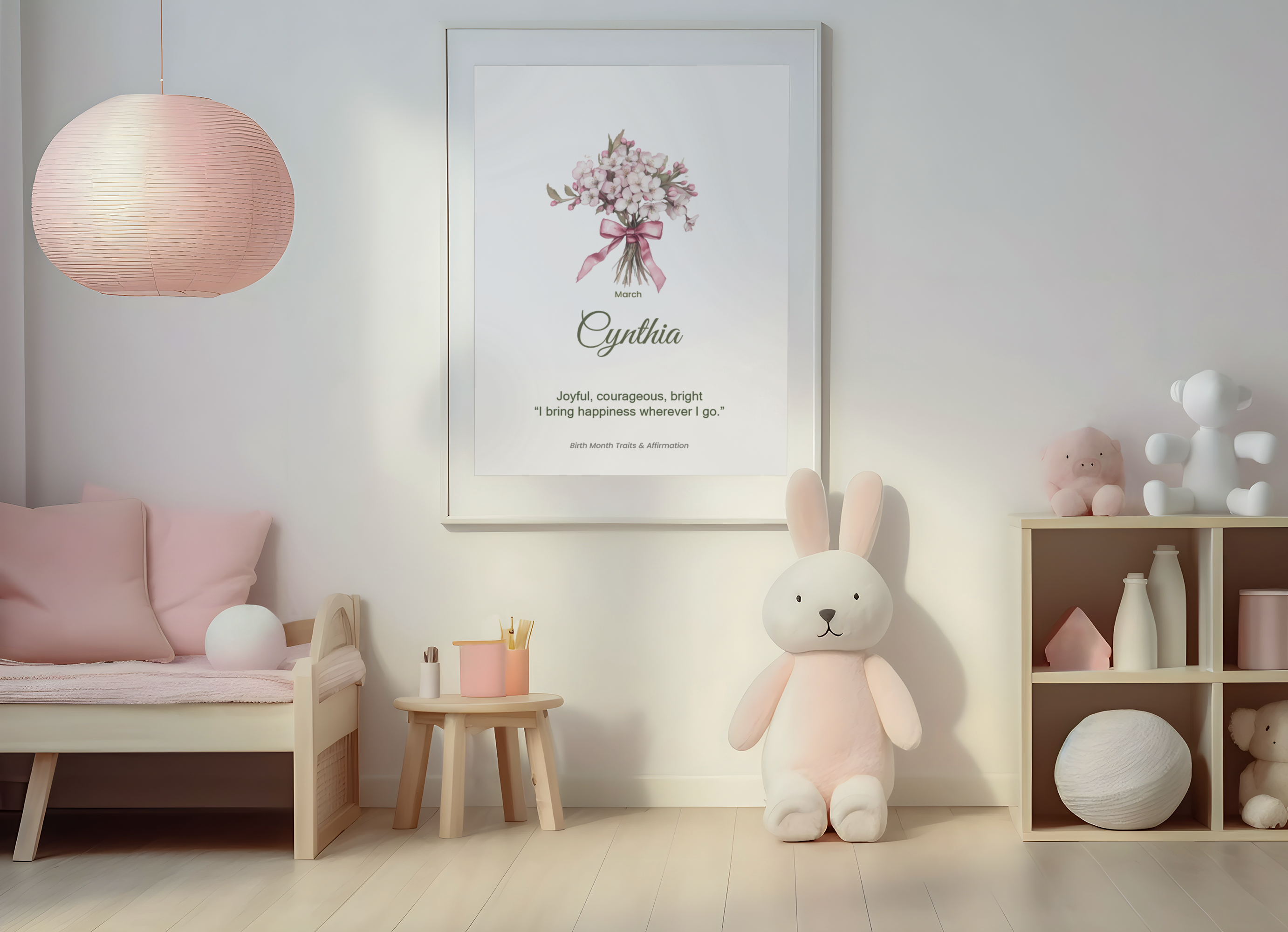 March Personalised Children's Birth Flower Wall Art – Digital Download (A3)