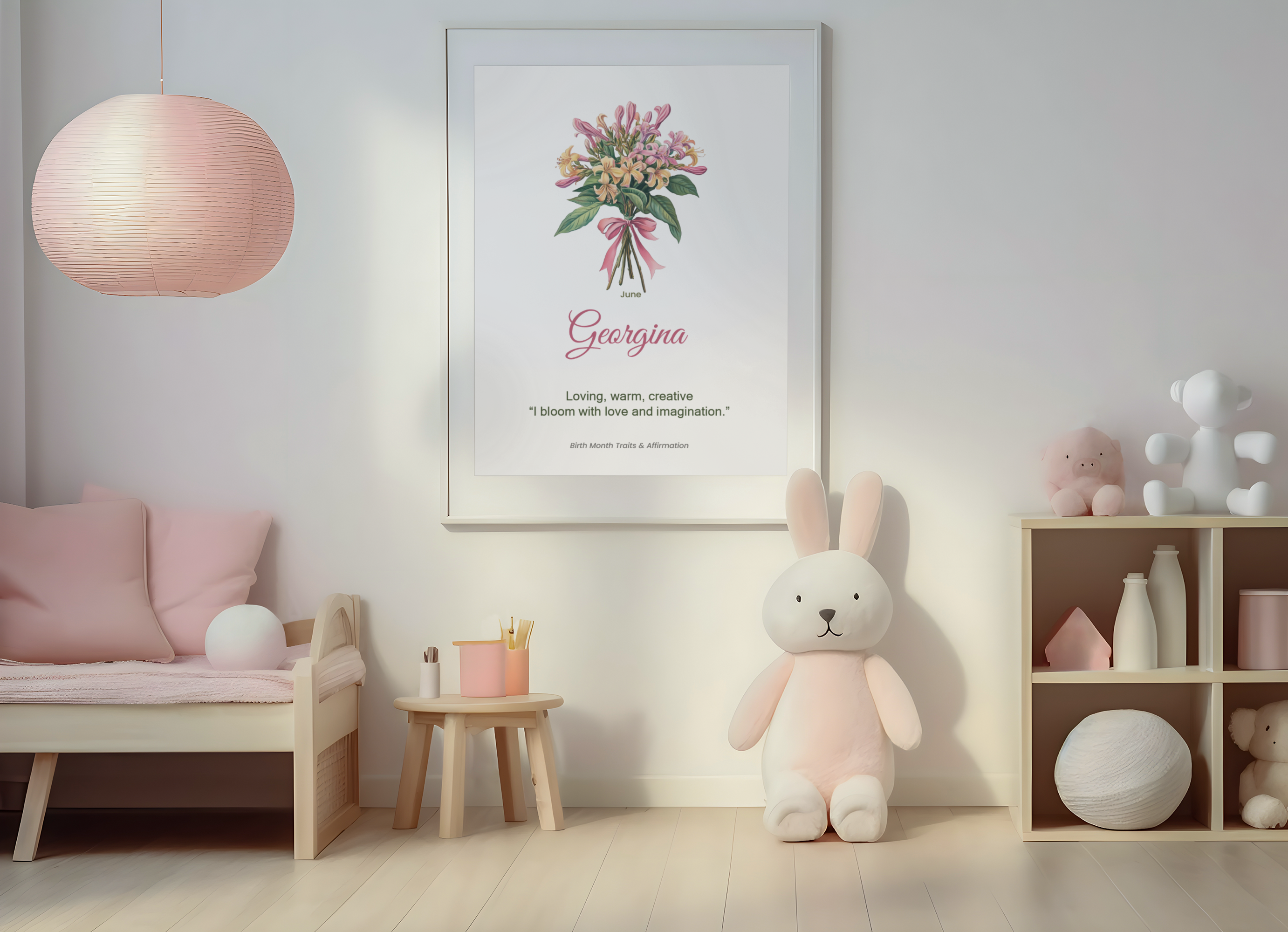 June Personalised Children's Birth Flower Wall Art – Digital Download (A3)