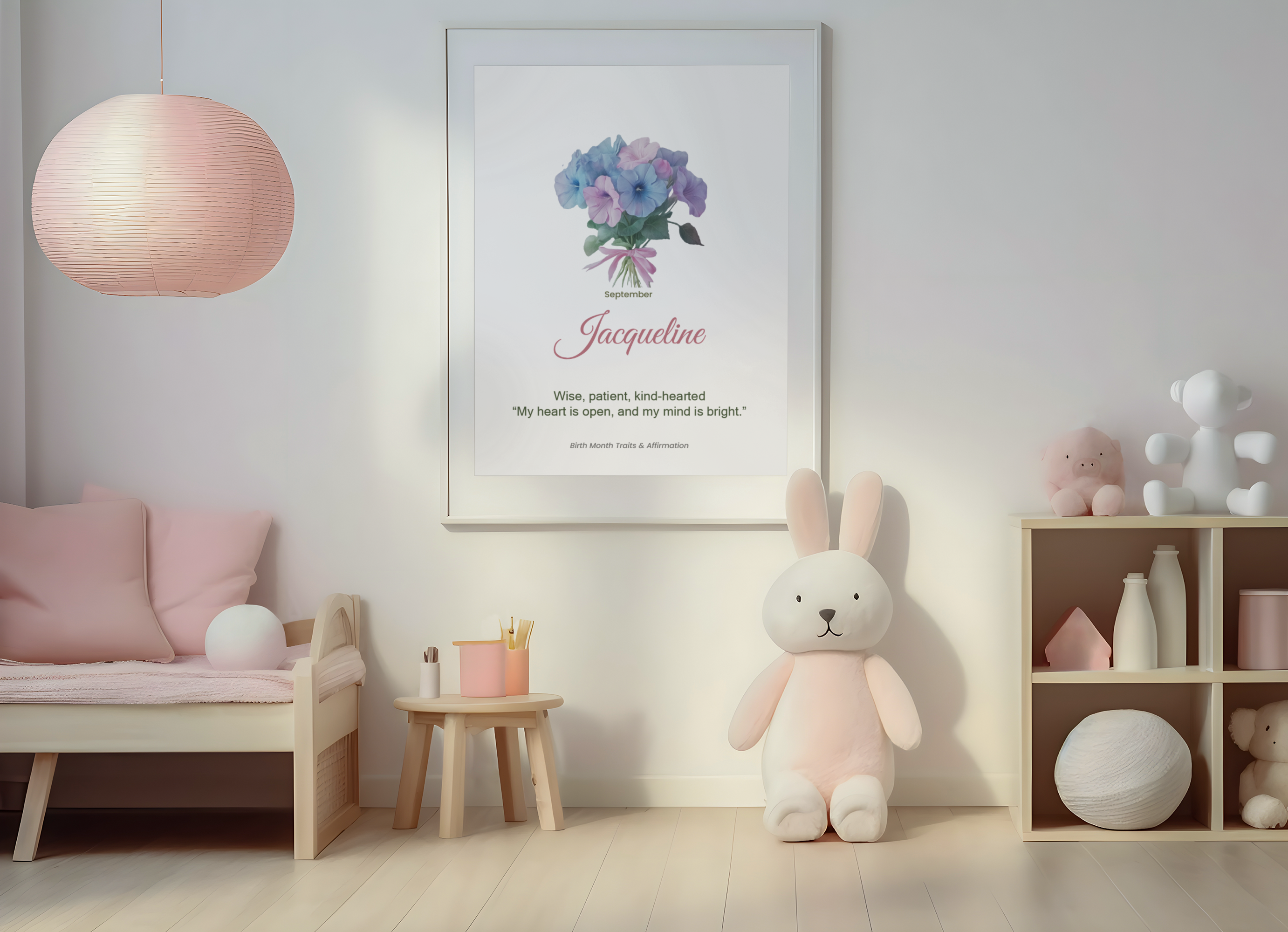 September Personalised Children's Birth Flower Wall Art – Digital Download (A3)