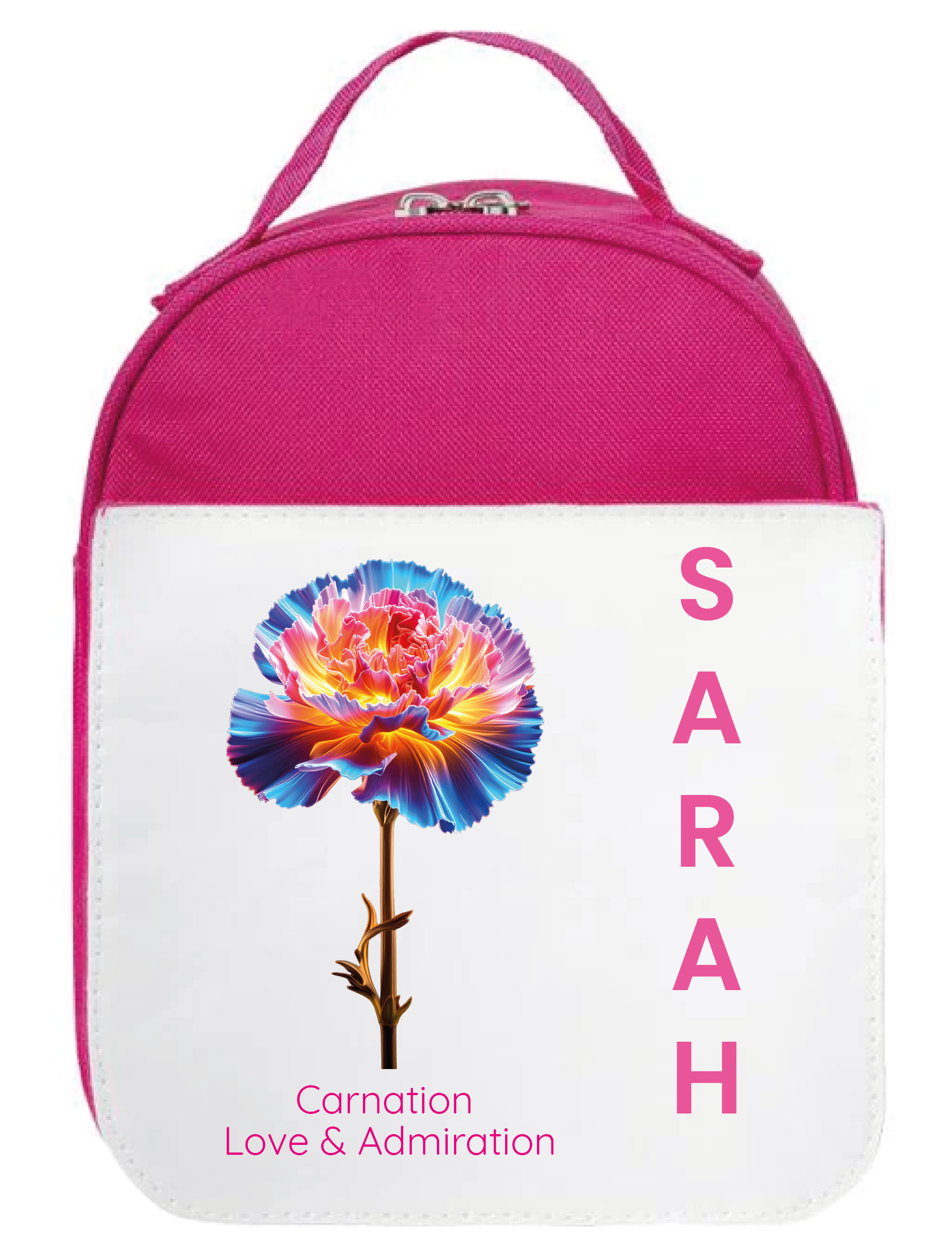 Personalised Birth Flower Lunch Bag – 12 Monthly Floral Designs | Custom Name & Meaning Gift for Kids