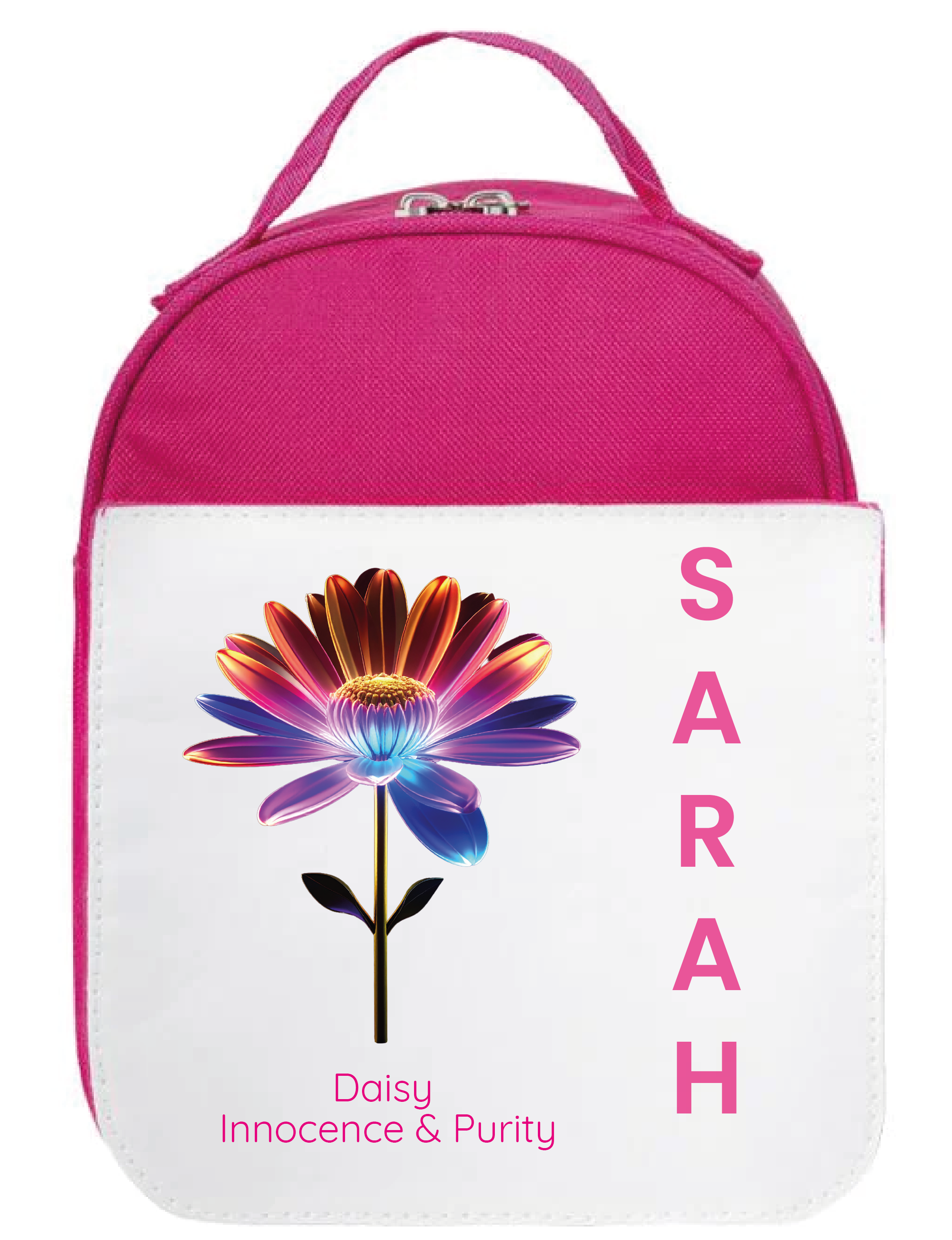 Personalised Birth Flower Lunch Bag – 12 Monthly Floral Designs | Custom Name & Meaning Gift for Kids