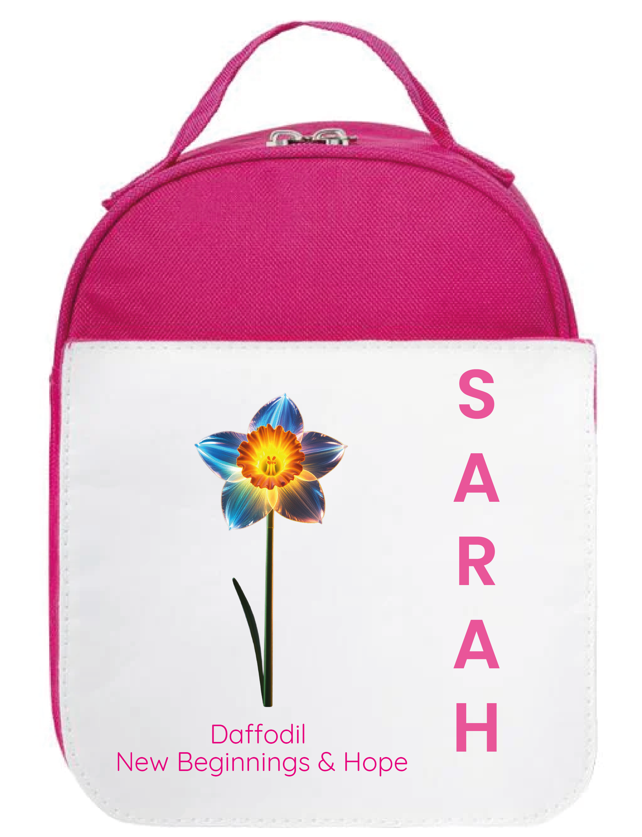 Personalised Birth Flower Lunch Bag – 12 Monthly Floral Designs | Custom Name & Meaning Gift for Kids