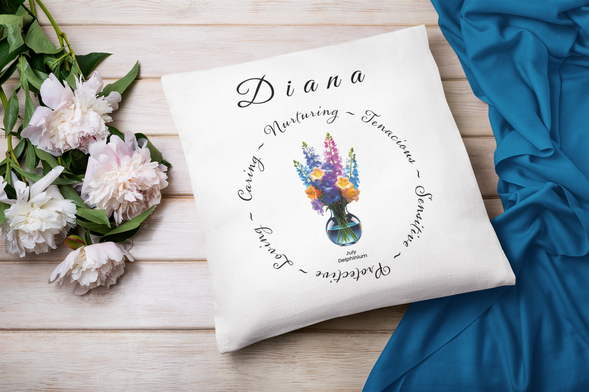 June Birth Flower Cushion – Personalised Rose Gift (Soft & Bold Styles)