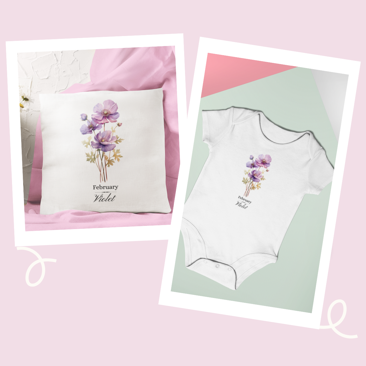 Personalised Birth Flower Baby Gift Set | Cushion & Babygrow Bundle