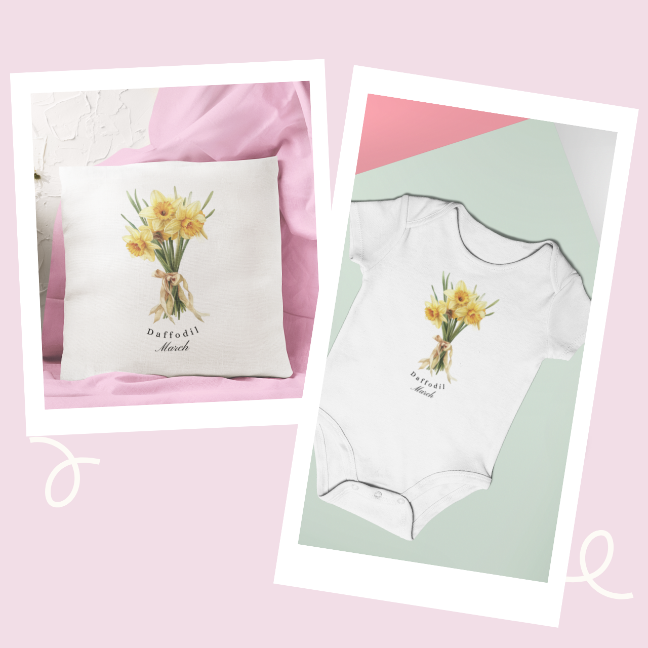 Personalised Birth Flower Baby Gift Set | Cushion & Babygrow Bundle